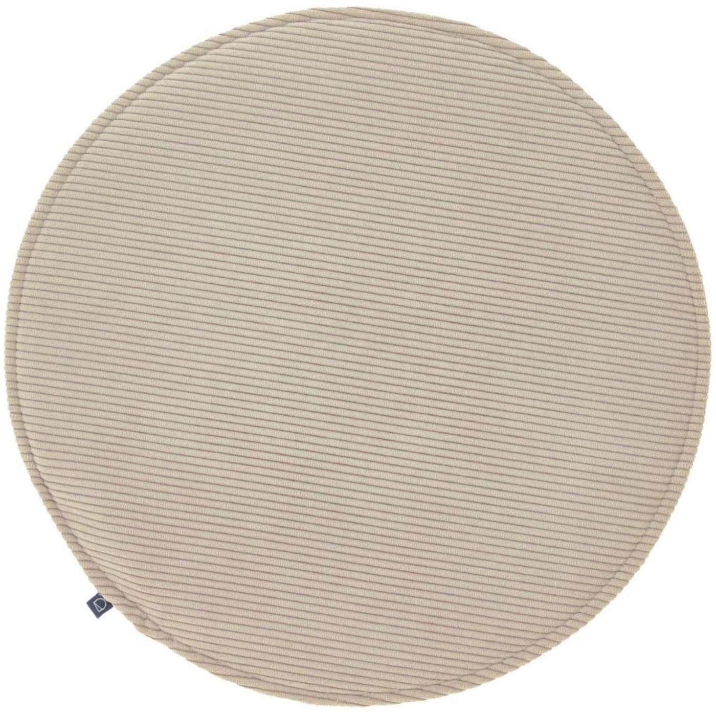 Stuhlkissen Sitzkissen rund Sora Cord Stoff taupe 35x35