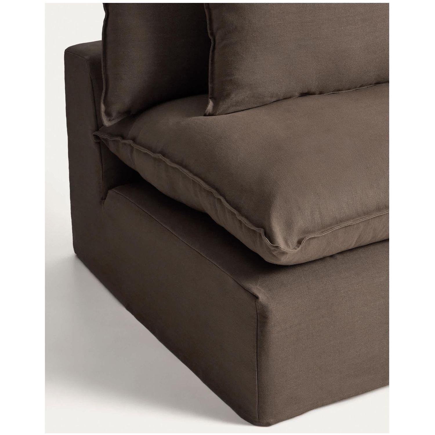 2-Sitzer-Modularsofa Anarela mit abnehmbarem Bezug und Randmodul aus Leinen in Taupe 270 