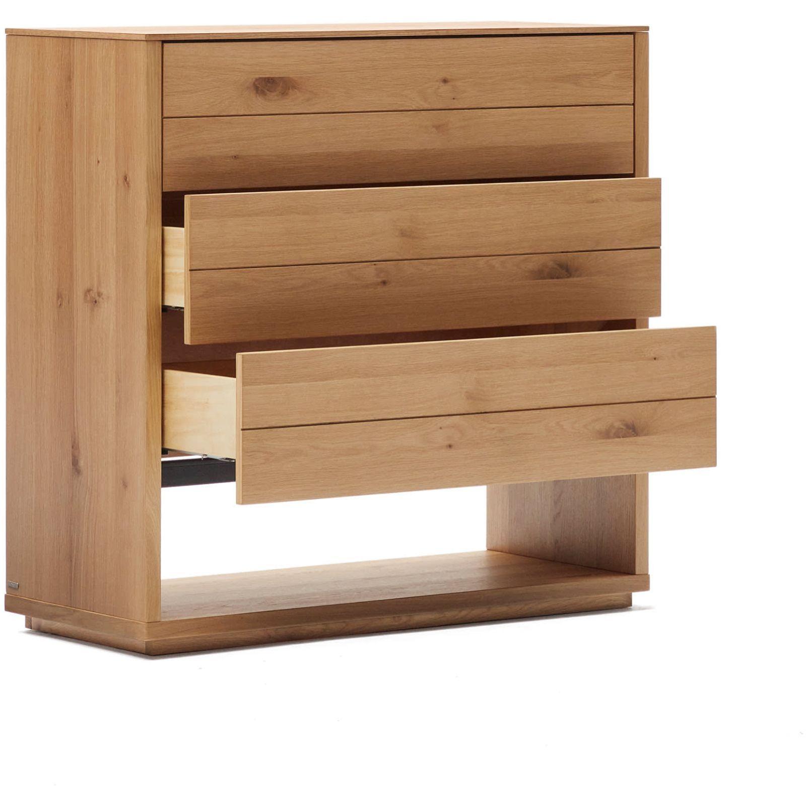 Alguema Kommode 3 Schubladen Eichenfurnier natürliches Finish 100 x 97 cm