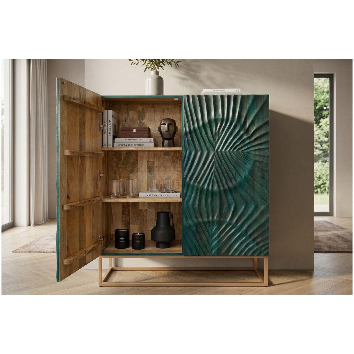 Highboard Vintage Baraya 120 Mangoholz grün
