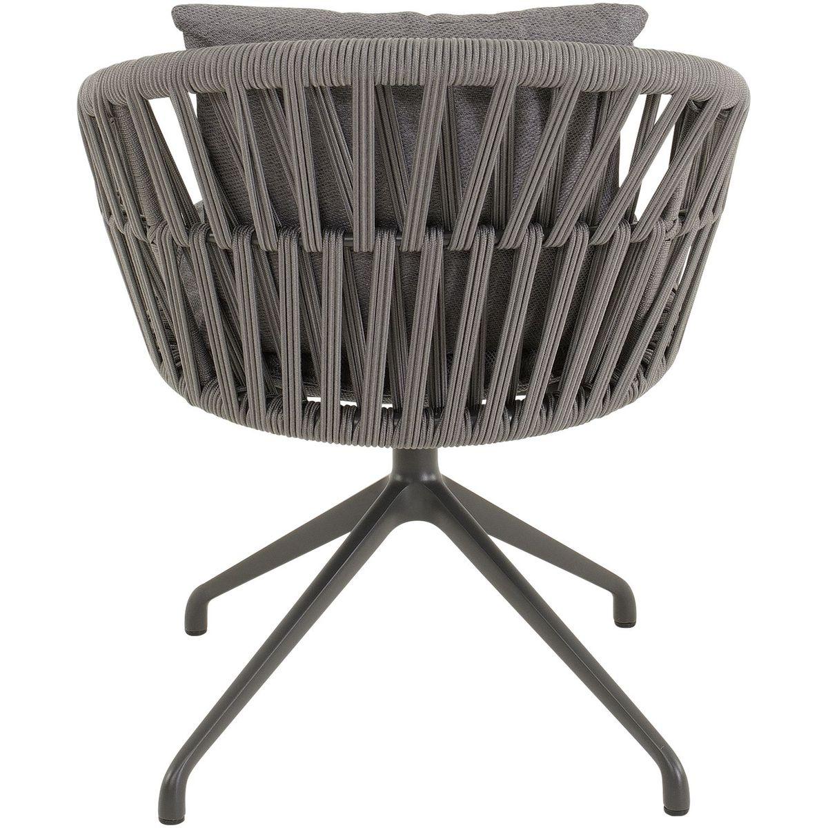 Garten Drehstuhl mit Armlehne Zaya Seil Aluminium anthrazit grau