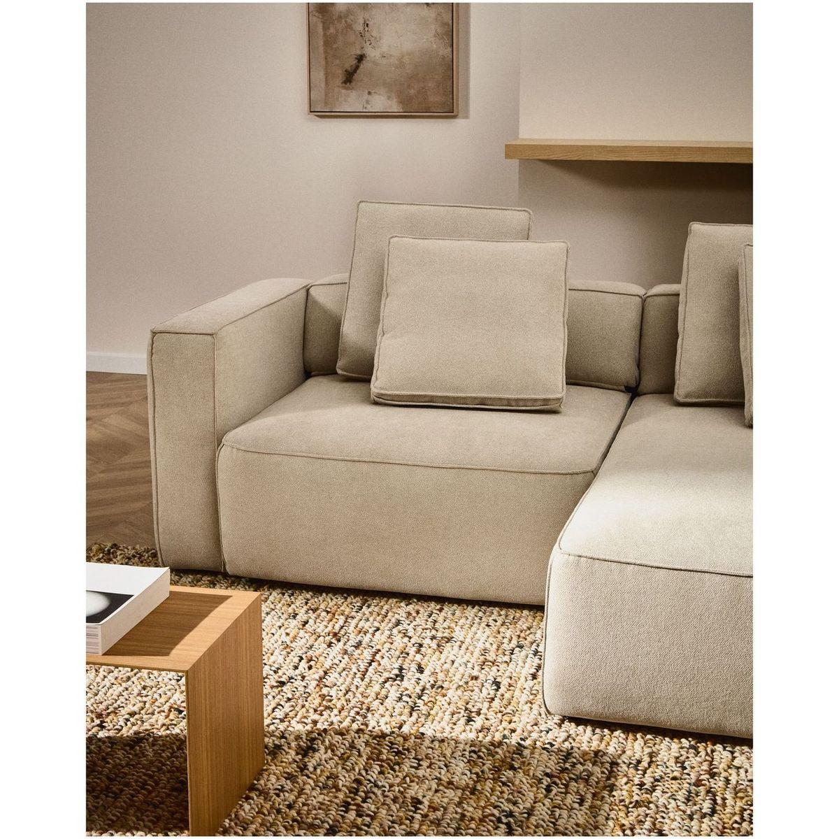 3-Sitzer Ecksofa Bettsofa Marela mit Chaiselongue rechts in beiger Chenille 236 cm FSC Mix Credit