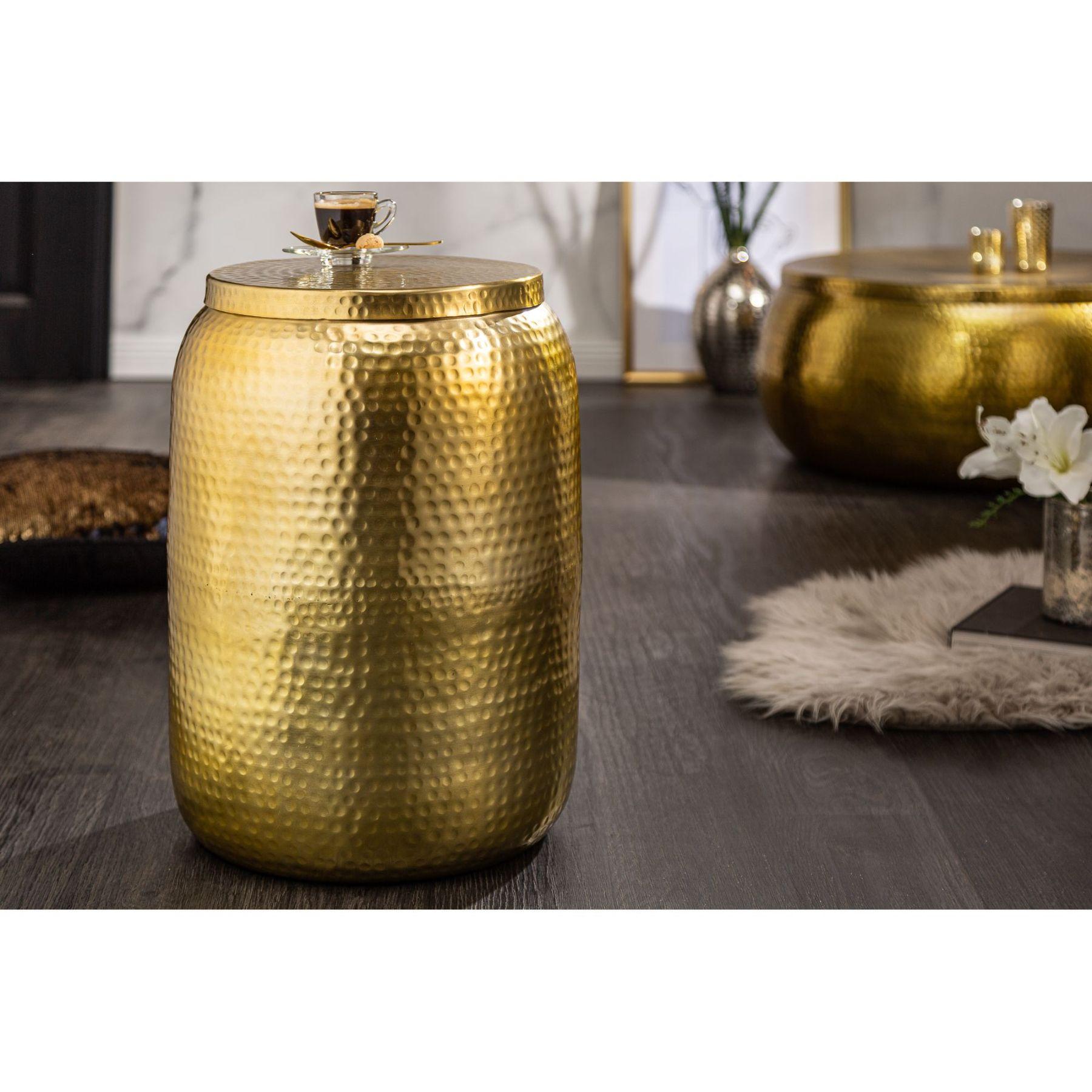 Beistelltisch rund Bazzar Storage 35cm Aluminium gold
