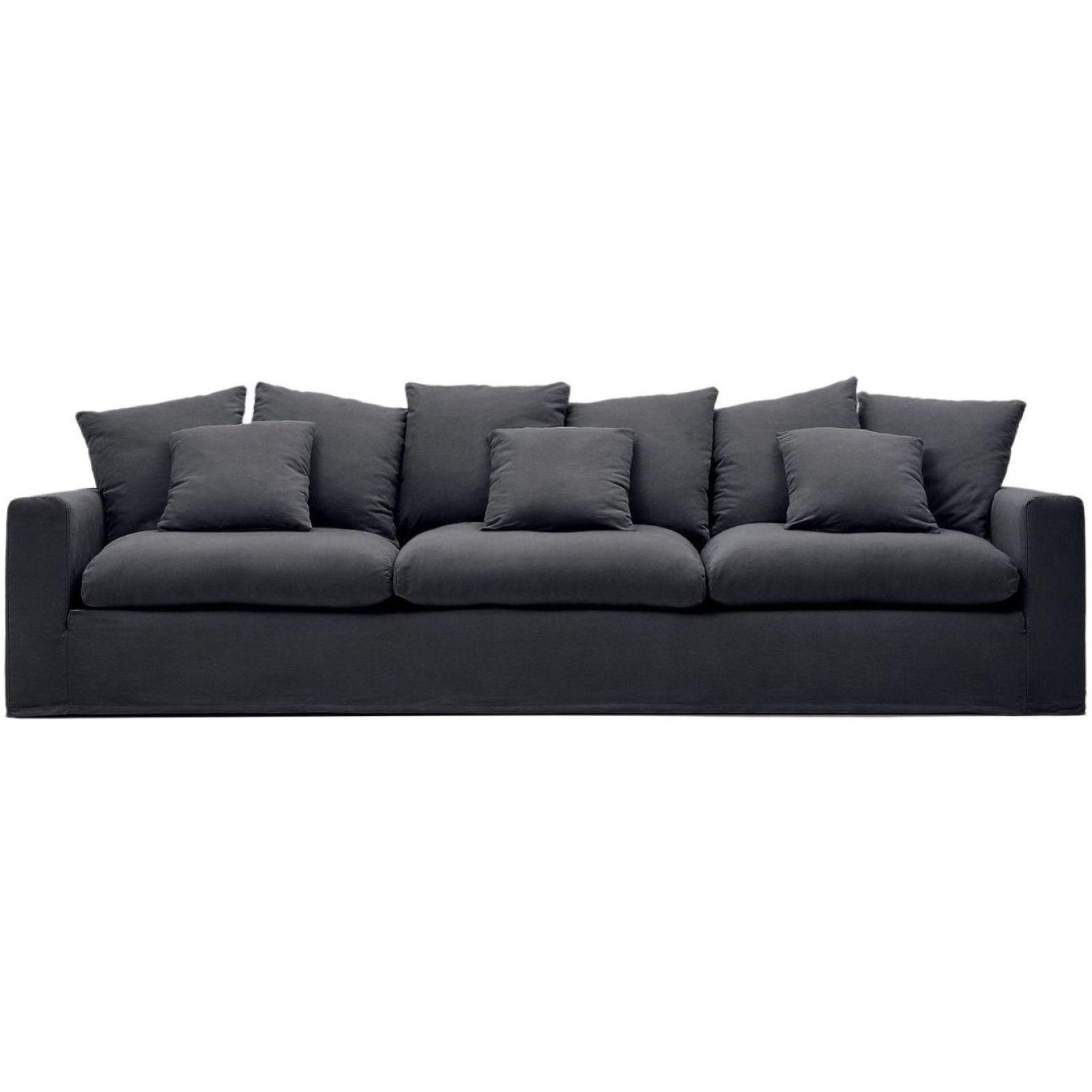 Bezug für Nora Sofa 340 aus Leinen und Baumwolle anthrazitgrau