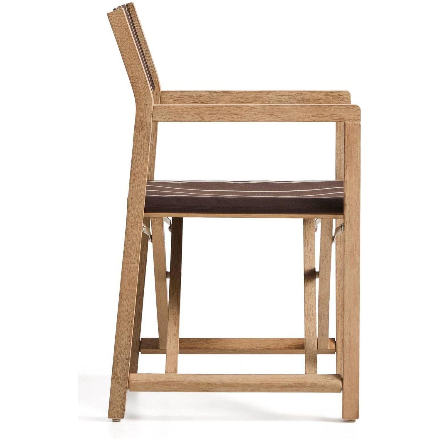 Braun-beige gestreifter Outdoor-Klappstuhl Vilara aus massivem Akazienholz FSC 100%