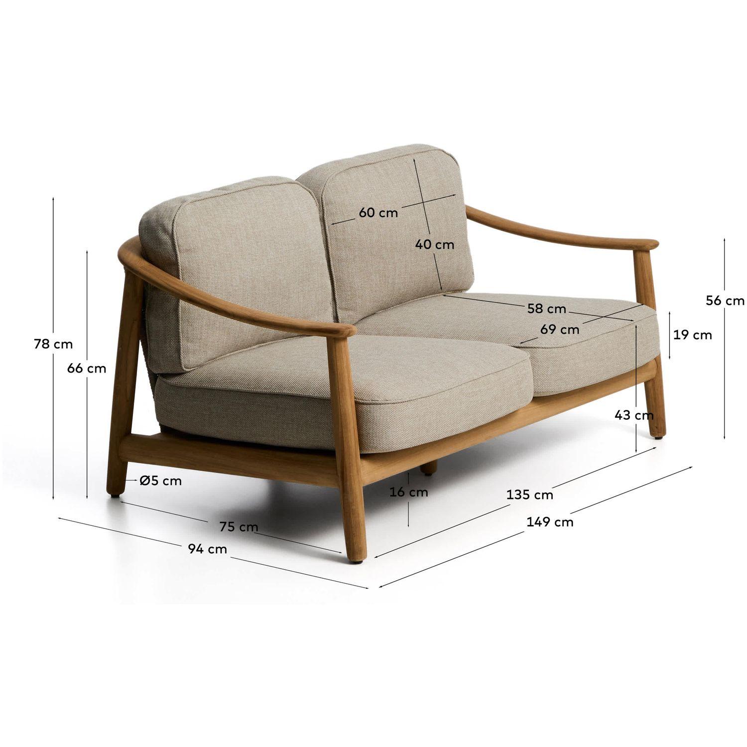 Gartensofa 2-Sitzer Outdoor Elunda Teakholz massiv 149 FSC 100%