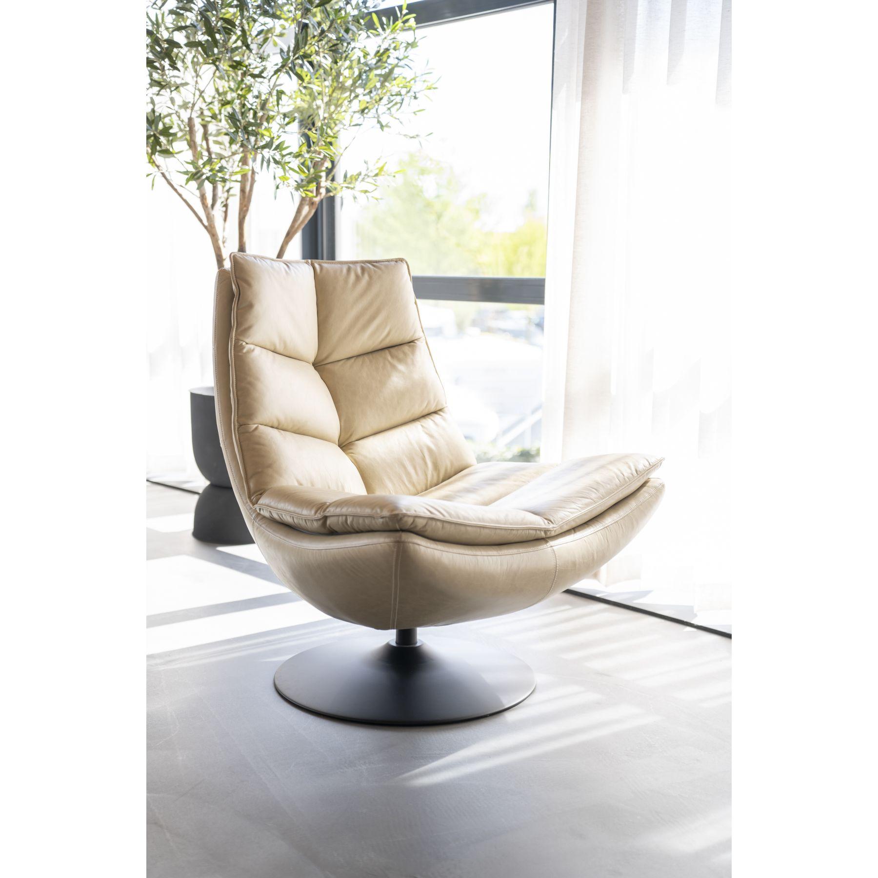 Drehsessel Relax Boxer Echtleder beige