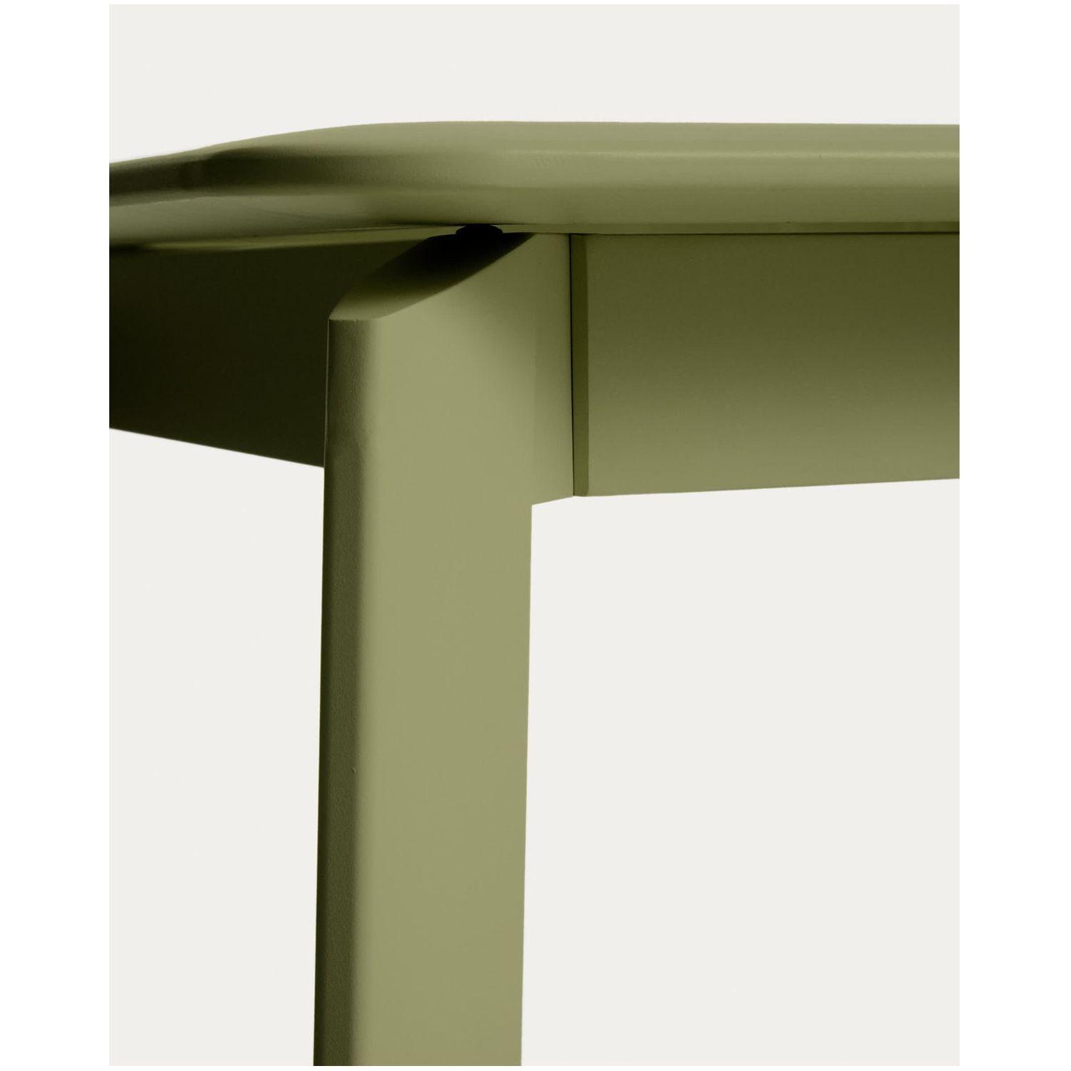 Ausziehtisch Brela aus Aluminium und 6 Stapelstühle Livadia aus Aluminium und grünem Kunst