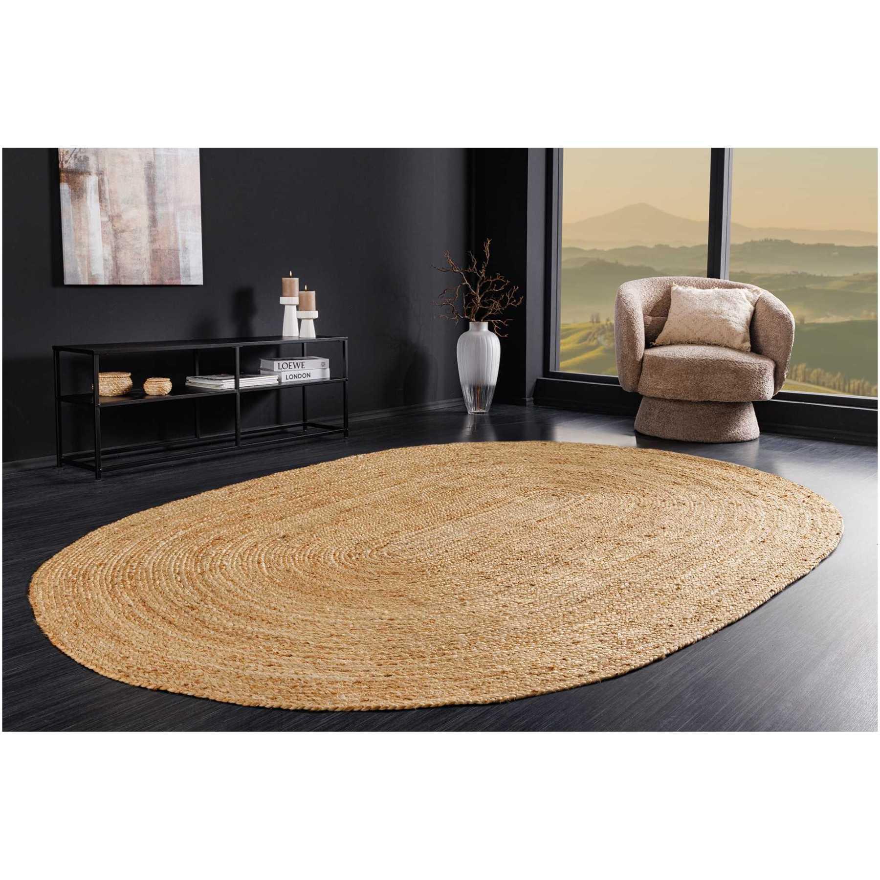 Teppich oval Jute natur 160x230