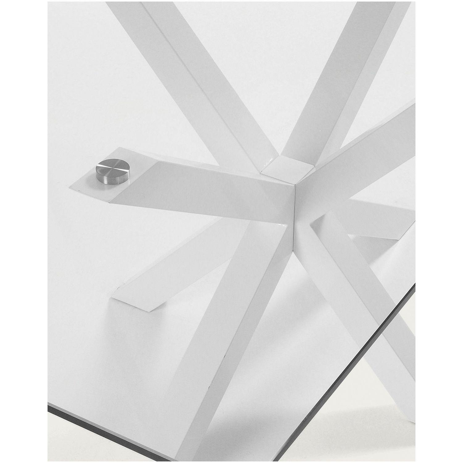 Argo Tisch aus Glas und Stahlbeine weiß 160 x 90 cm