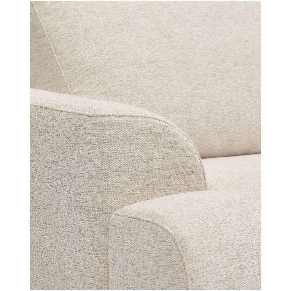 2-Sitzer-Sofa Karin aus beiger Chenille mit Beinen aus massivem Buchenholz walnussfarbig