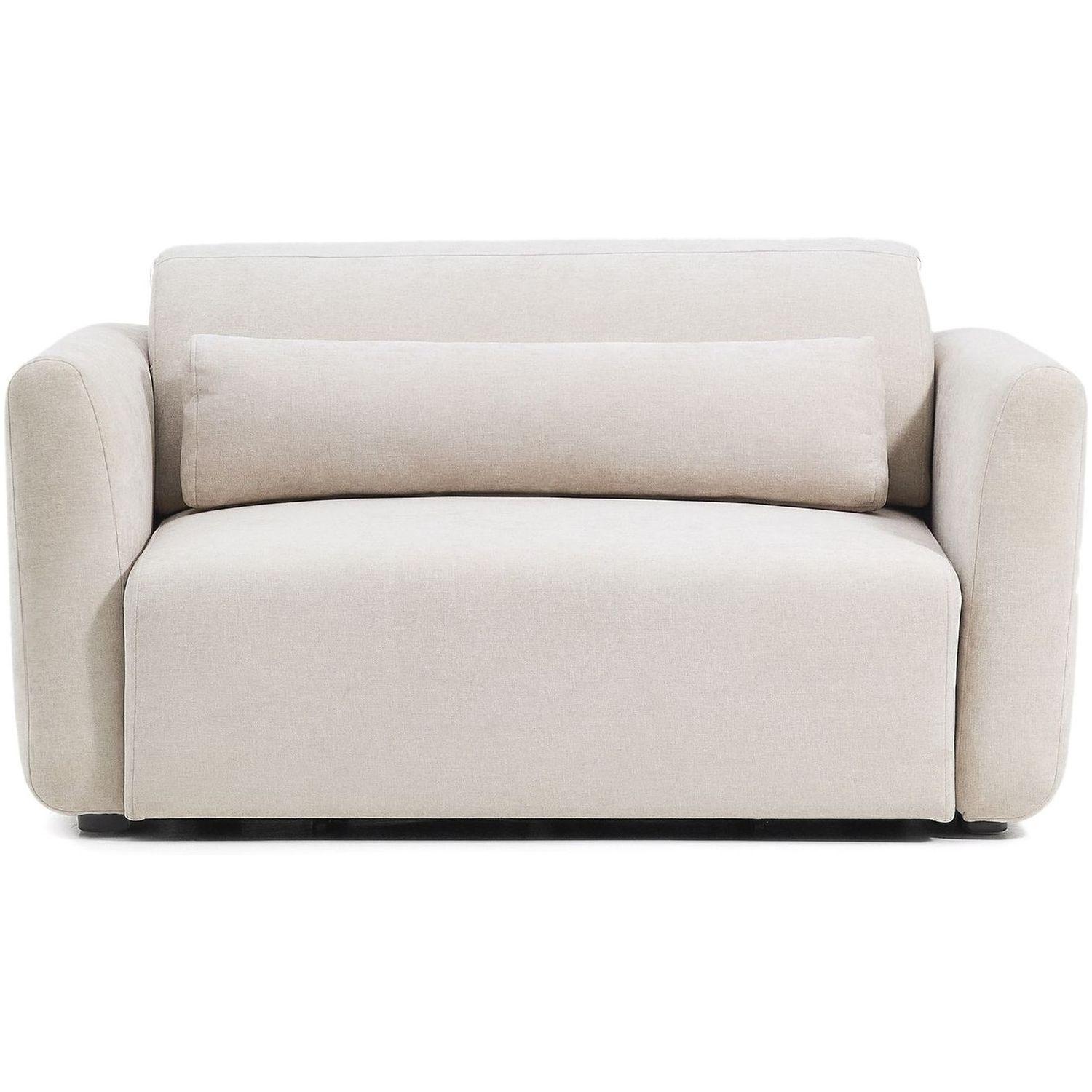 2-Sitzer-Sofa Lares mit elektrisch ausfahrbaren Sitzen und verstellbarer Kopfstütze in beiger Chenille 150 cm