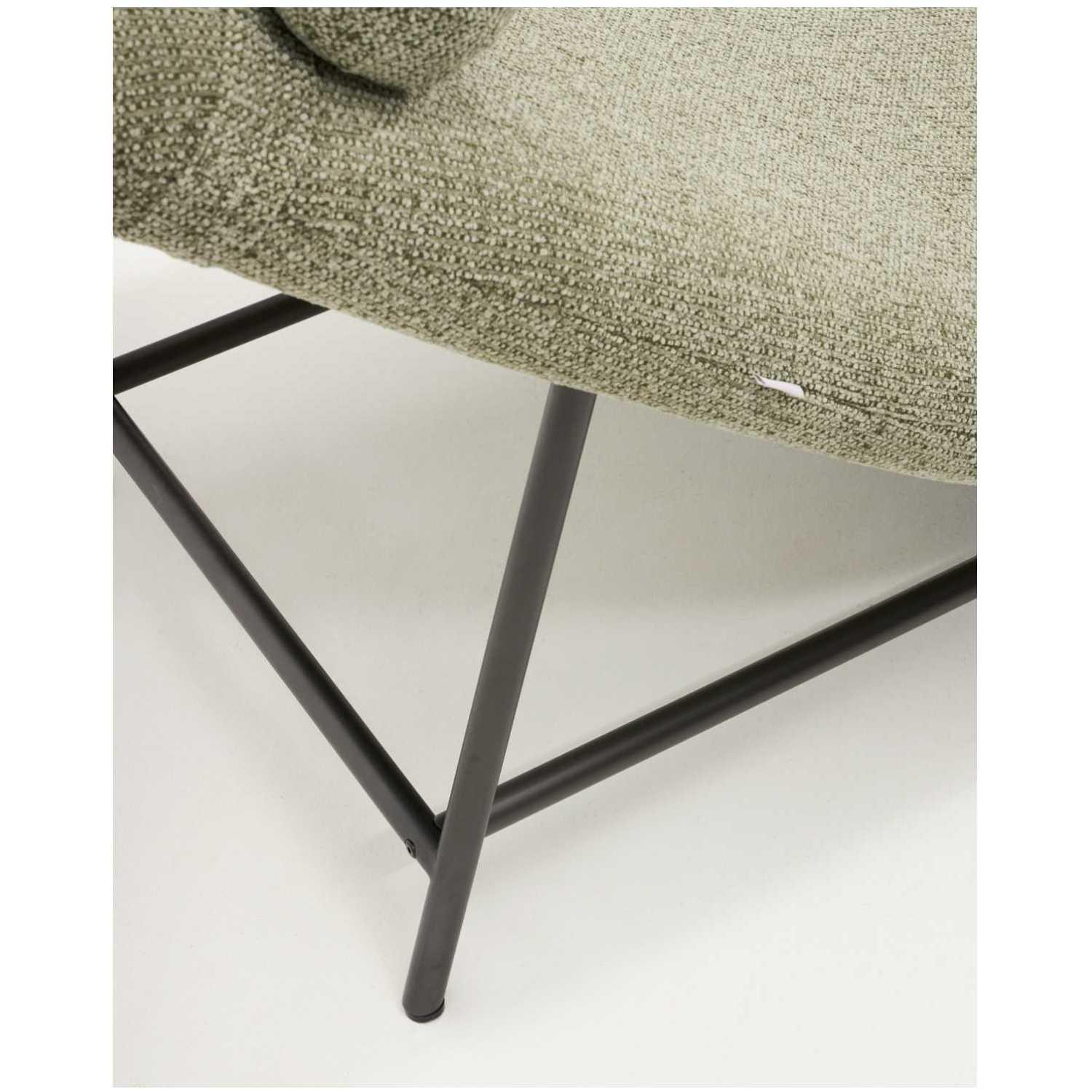 Liege Divan Osla mit grüner Chenille und Beinen aus gebürstetem Edelstahl 175 cm