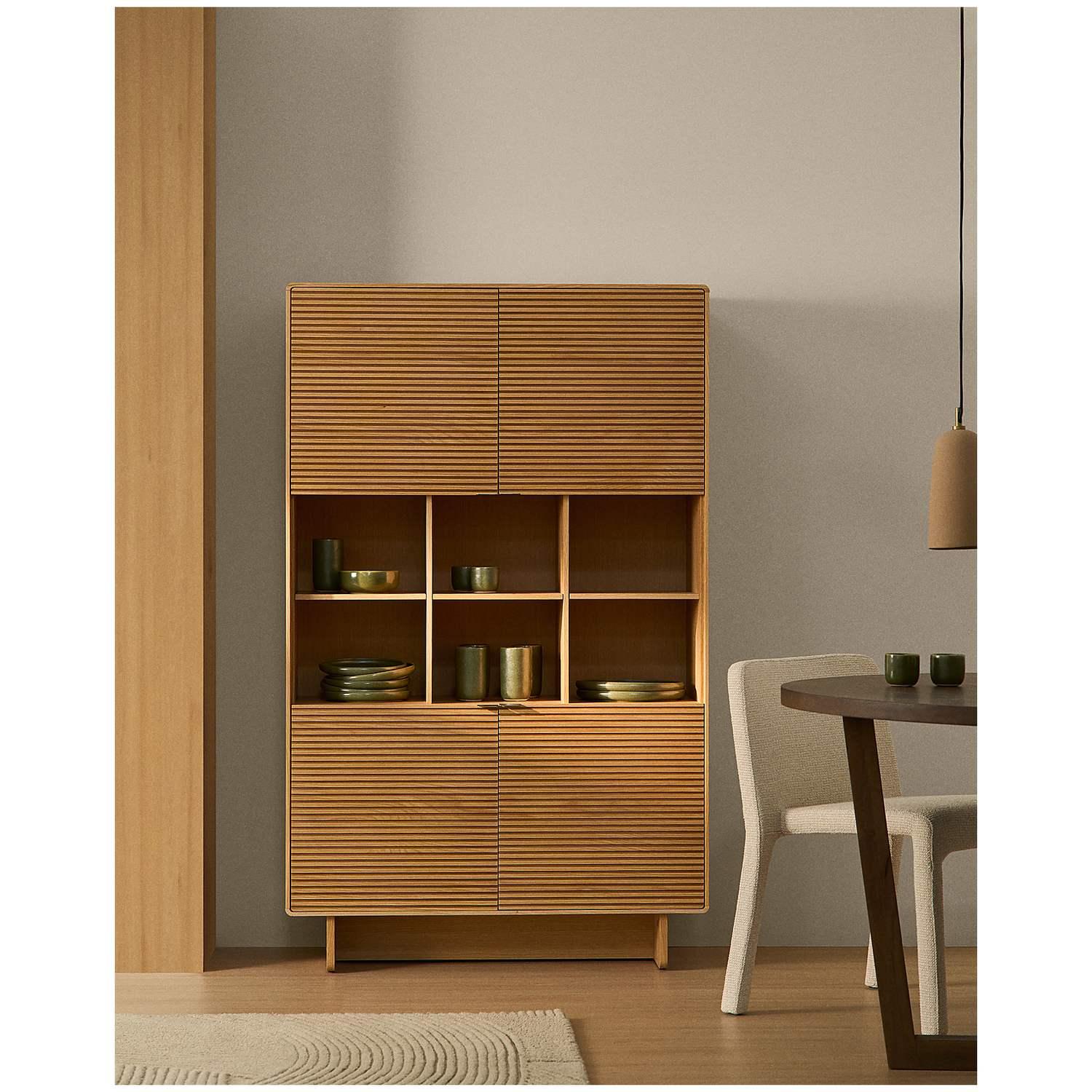 Highboard Norlen mit 4 Türen in Eichenfurnier mit naturfarbenem Finish FSC Mix Credit 100x163