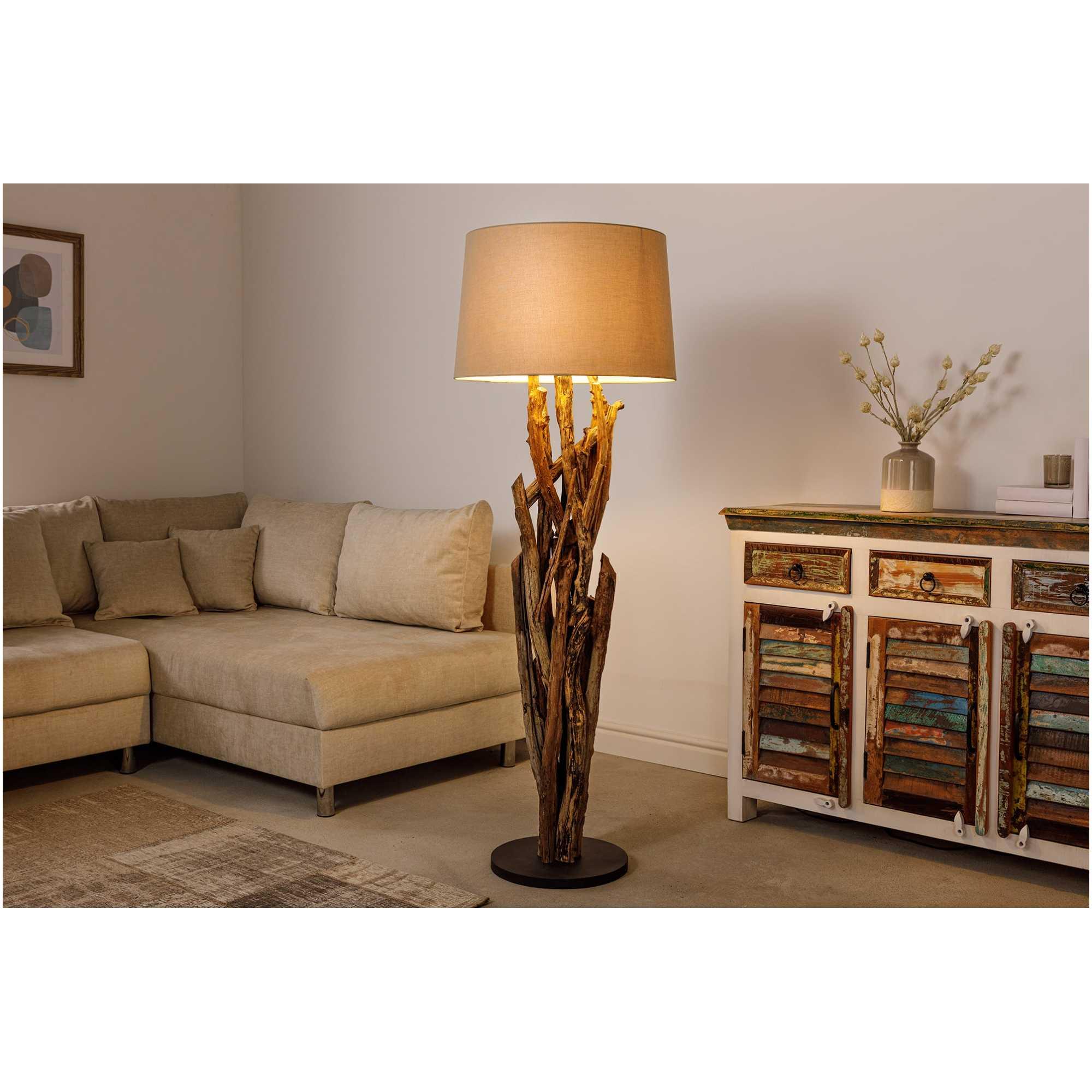 Stehlampe Äste Teakholz Unikat H150 (ohne Lampenschirm)