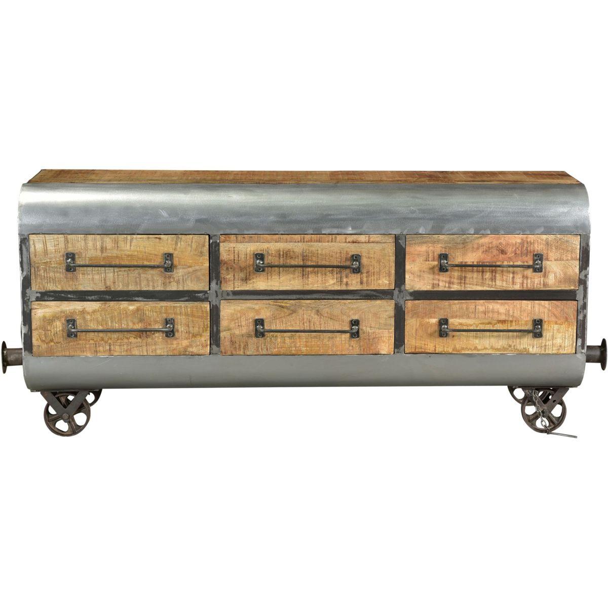 Lowboard Kommode Wagon Vintage Eisen Mangoholz 150