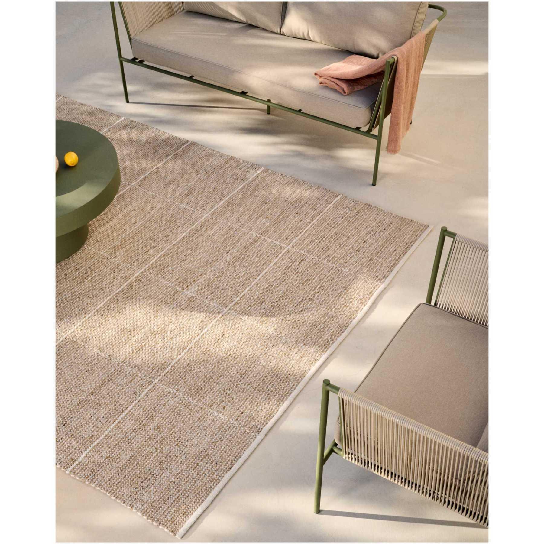 Gartenteppich Outdoor Nalian 100% PET kariert beige 200x300