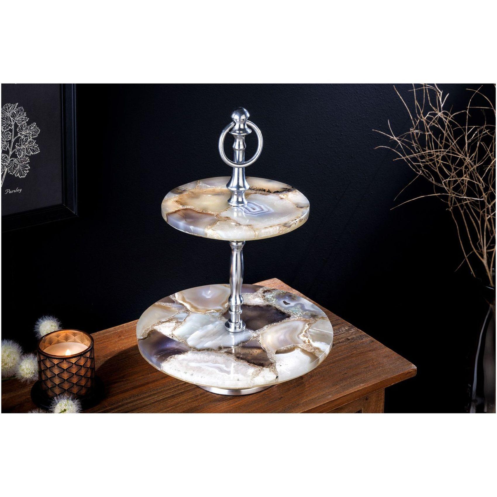 Etagere Achatstein silber 40cm