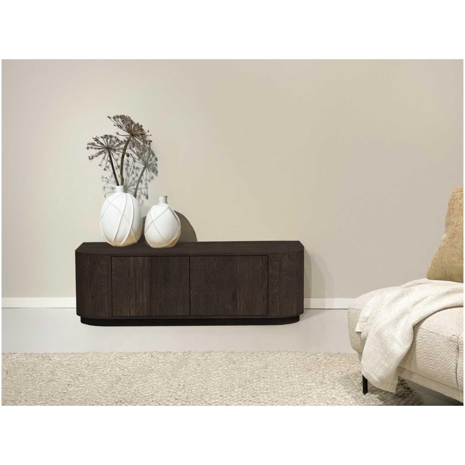 TV Lowboard abgerundet Onero Eichenholzfurnier braun 140