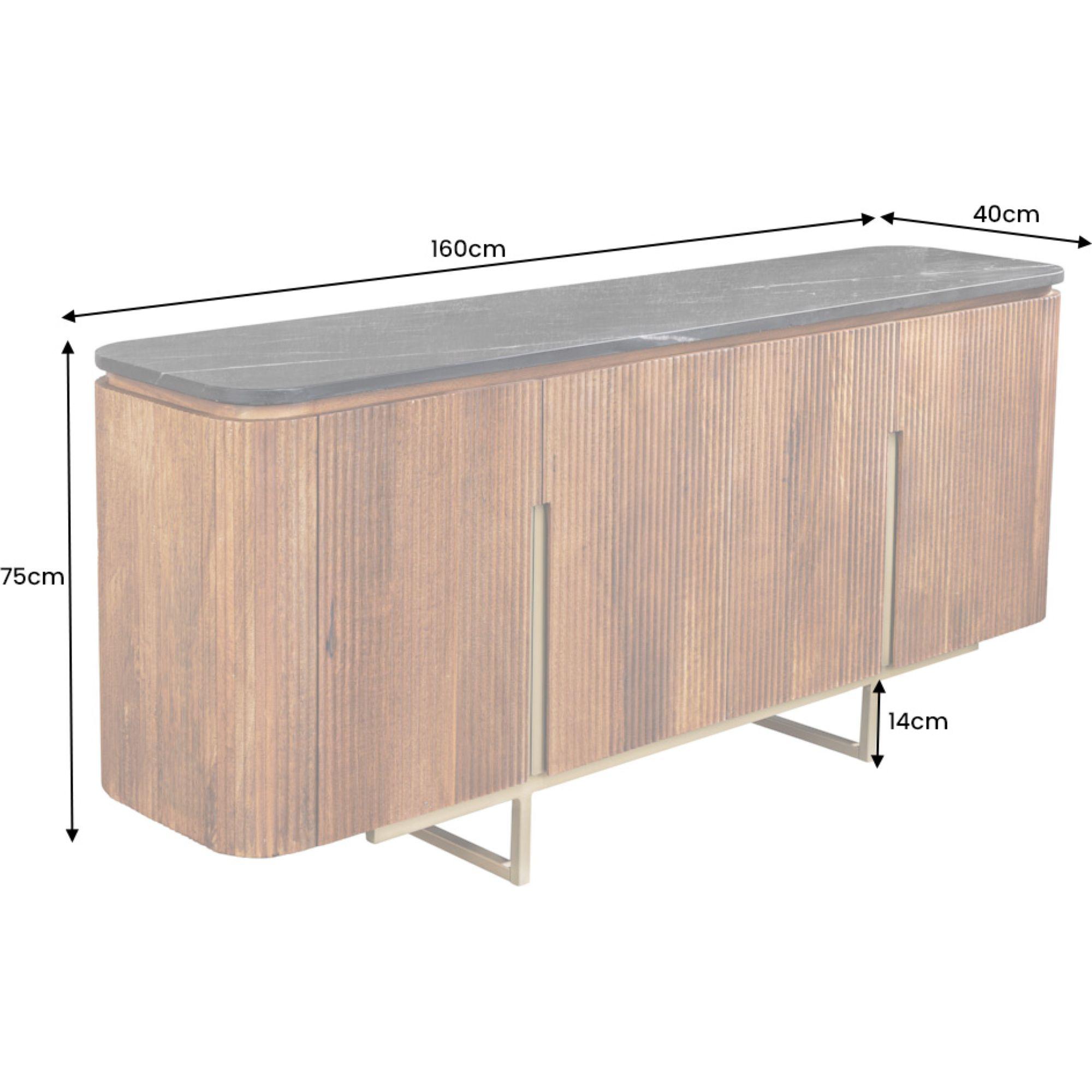 Sideboard abgerundet Cazeno Gold Marmor Mangoholz braun 160