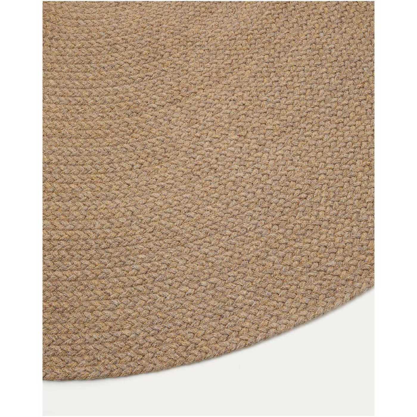 Gartenteppich rund Despas aus synthetischen Fasern beige 150x150