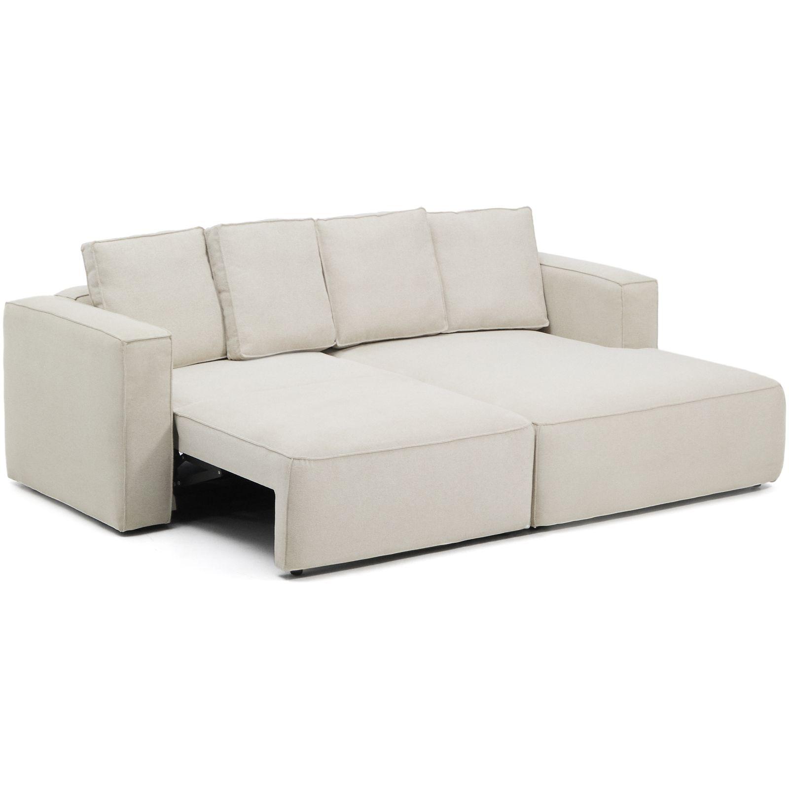 3-Sitzer Ecksofa Bettsofa Marela mit Chaiselongue rechts in beiger Chenille 236 cm FSC Mix Credit