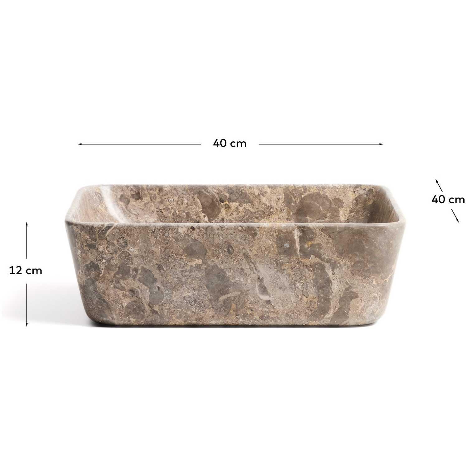 Aufsatzwaschbecken quadratisch Darnen aus grauem Marmor 40x40