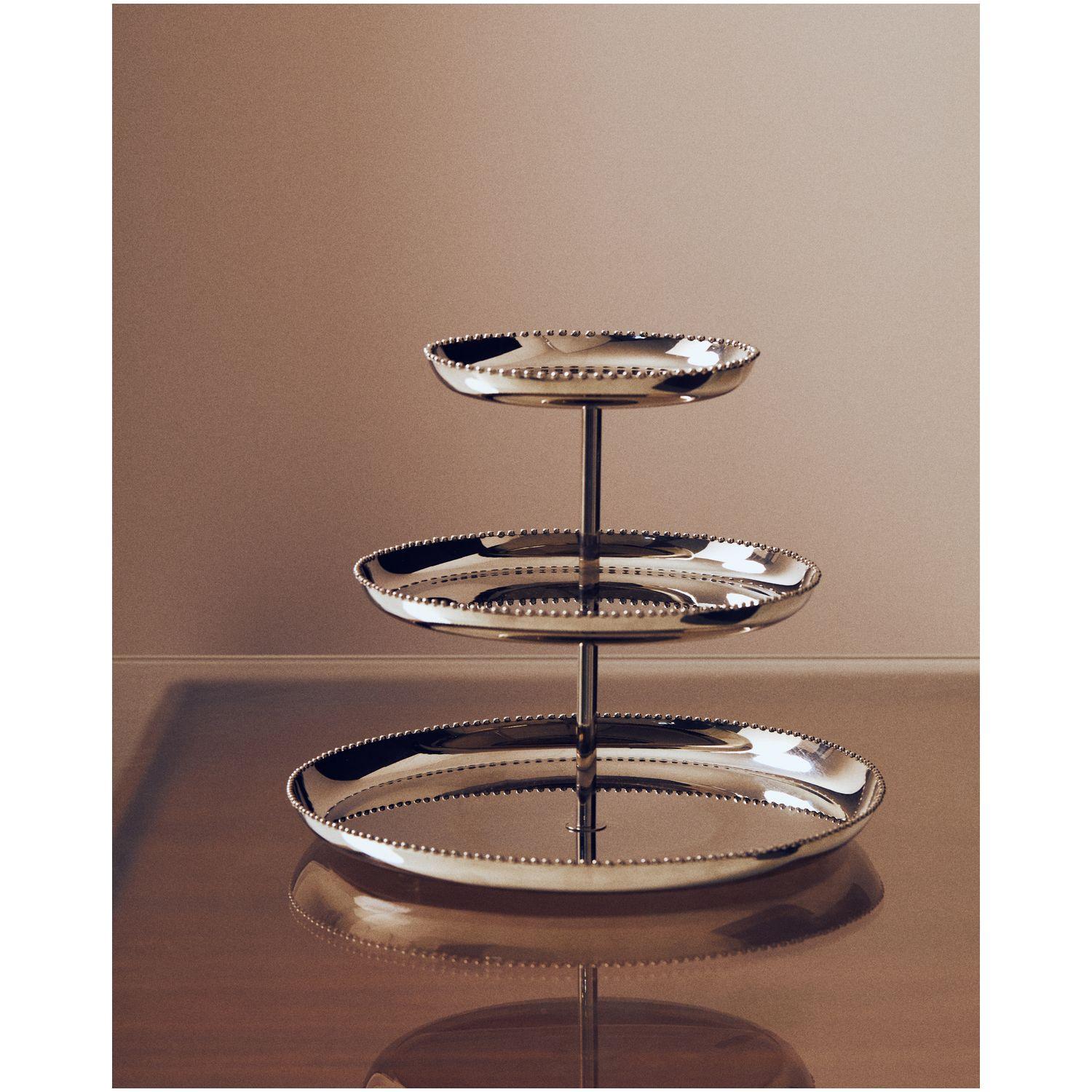 Etagere 3-stöckig Nirela aus Edelstahl silber