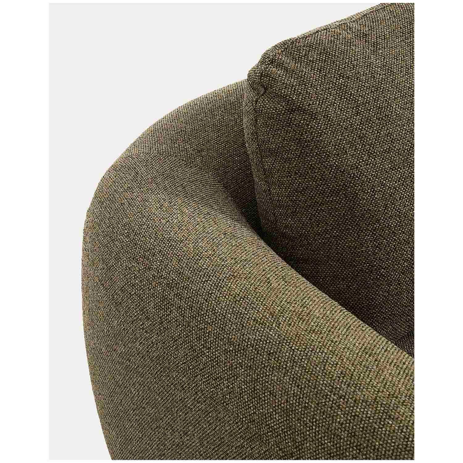3-Sitzer Sofa Vera mit Chaiselongue links in olivgrün mit Beinen aus massivem Eschenholz mit natürlichem Finish 232x176 FSC Mix Credit