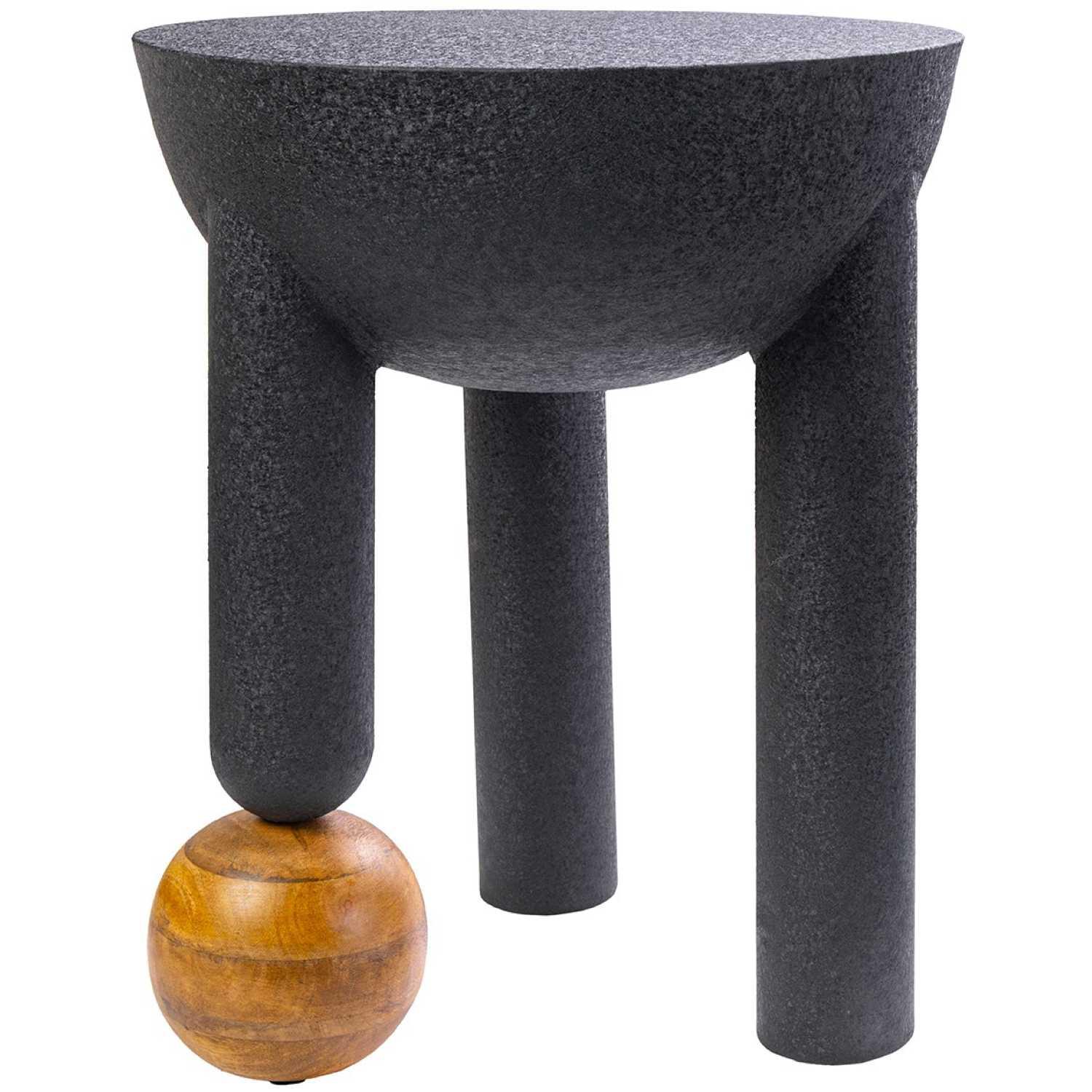 Beistelltisch Abstrakt Eisen schwarz Mangoholz natur 40x40