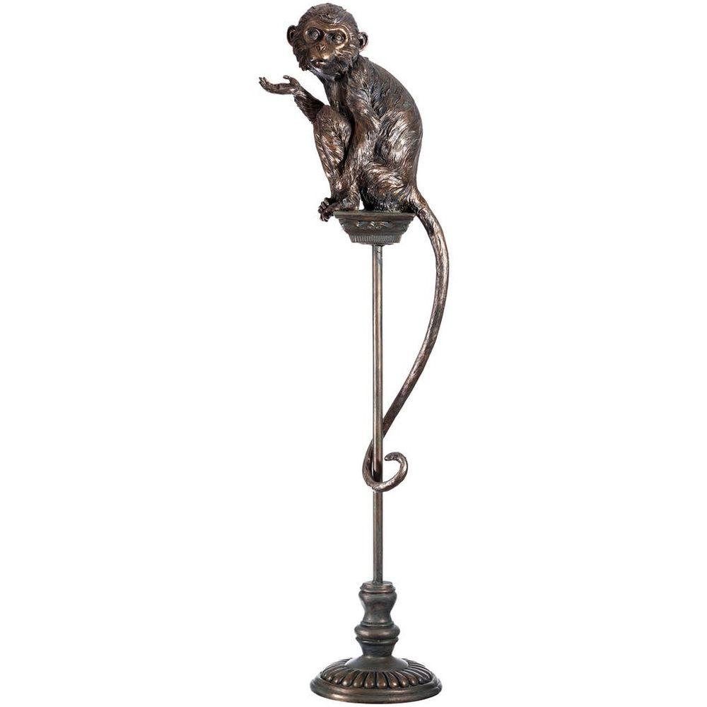 Deko Figur auf Ständer Affe bronze