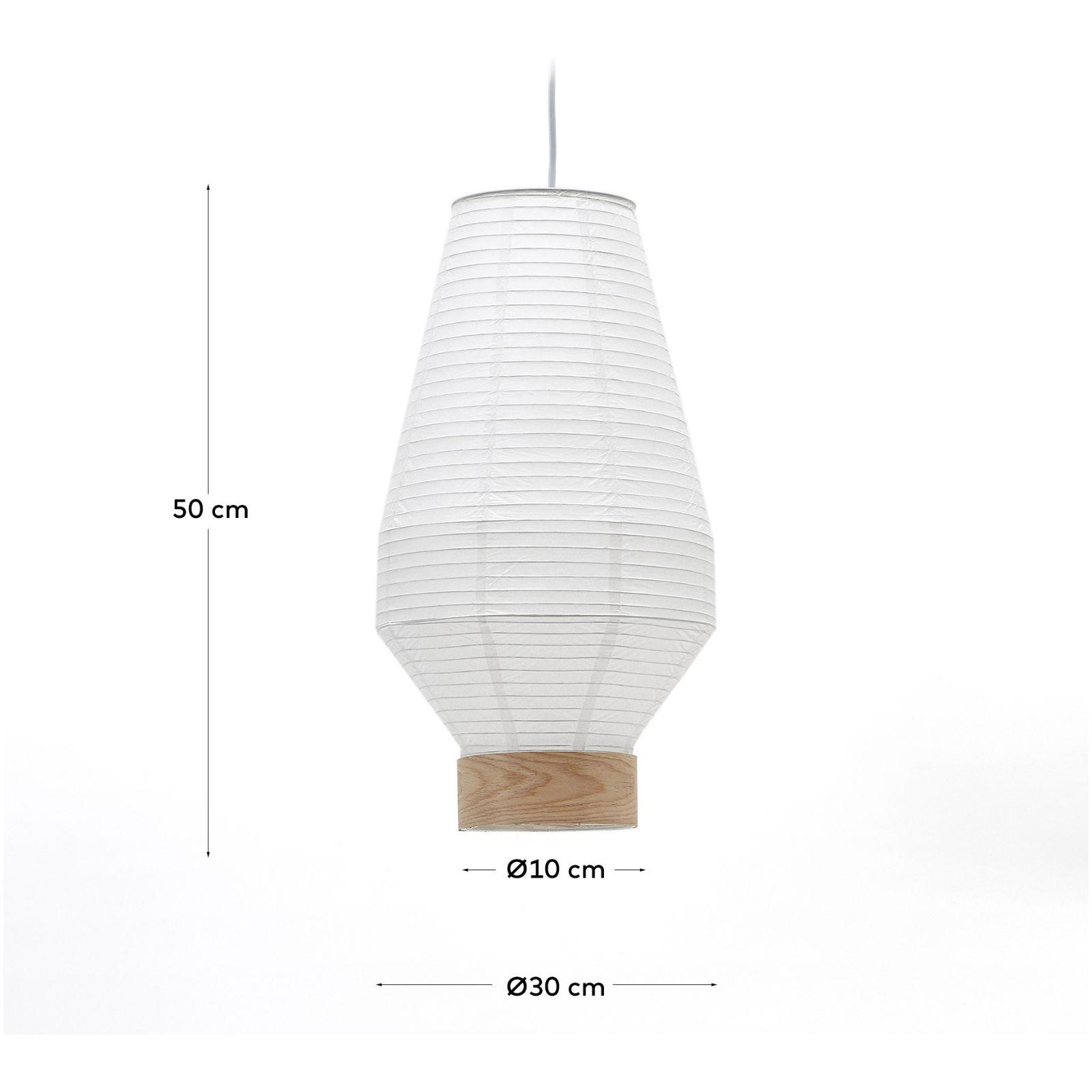 Hila Lampenschirm aus weissem Papier und Furnierholz Ø 30 cm