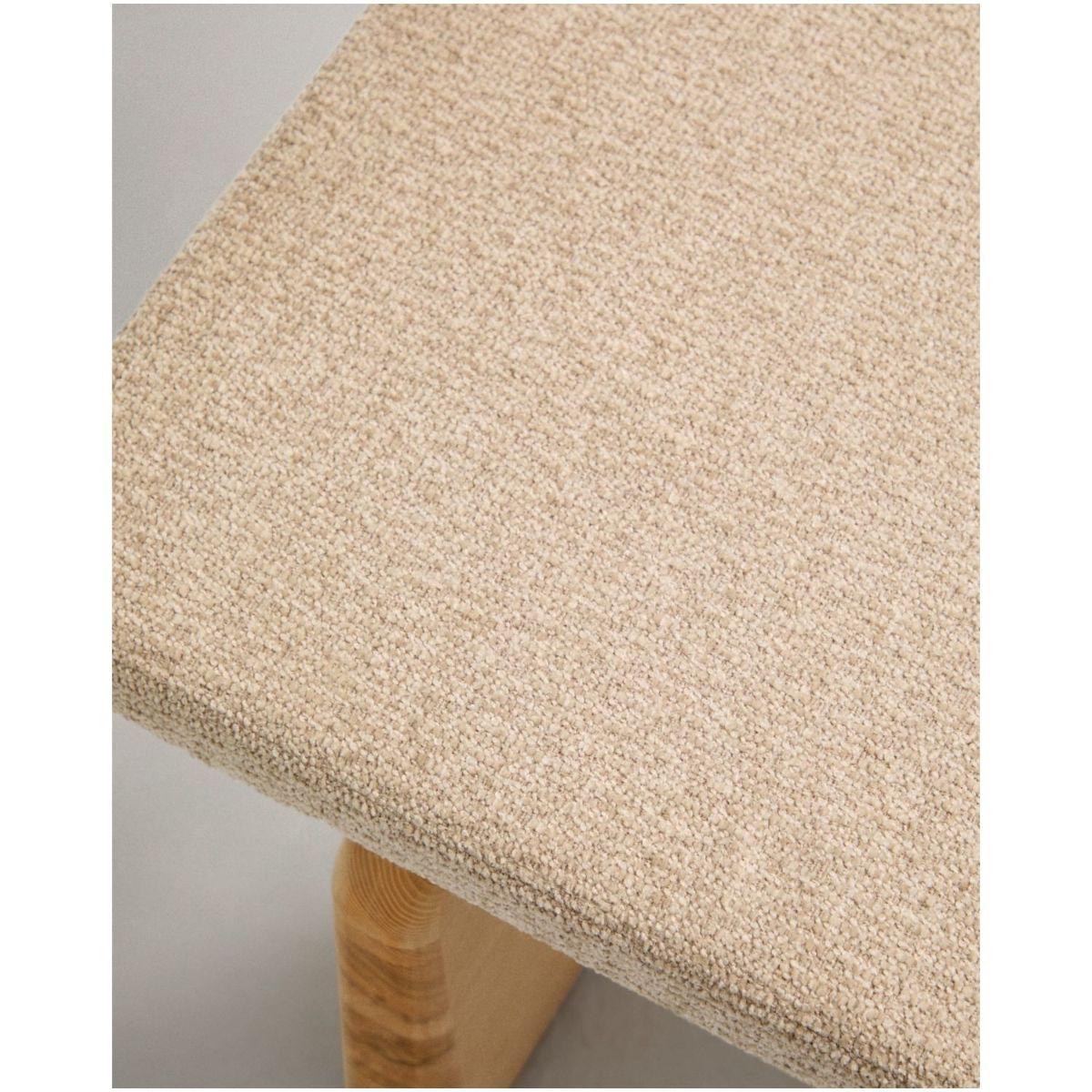 Daybed Topaz aus beigefarbenem Chenille und massivem Eschenholz mit natürlichem Finish 200