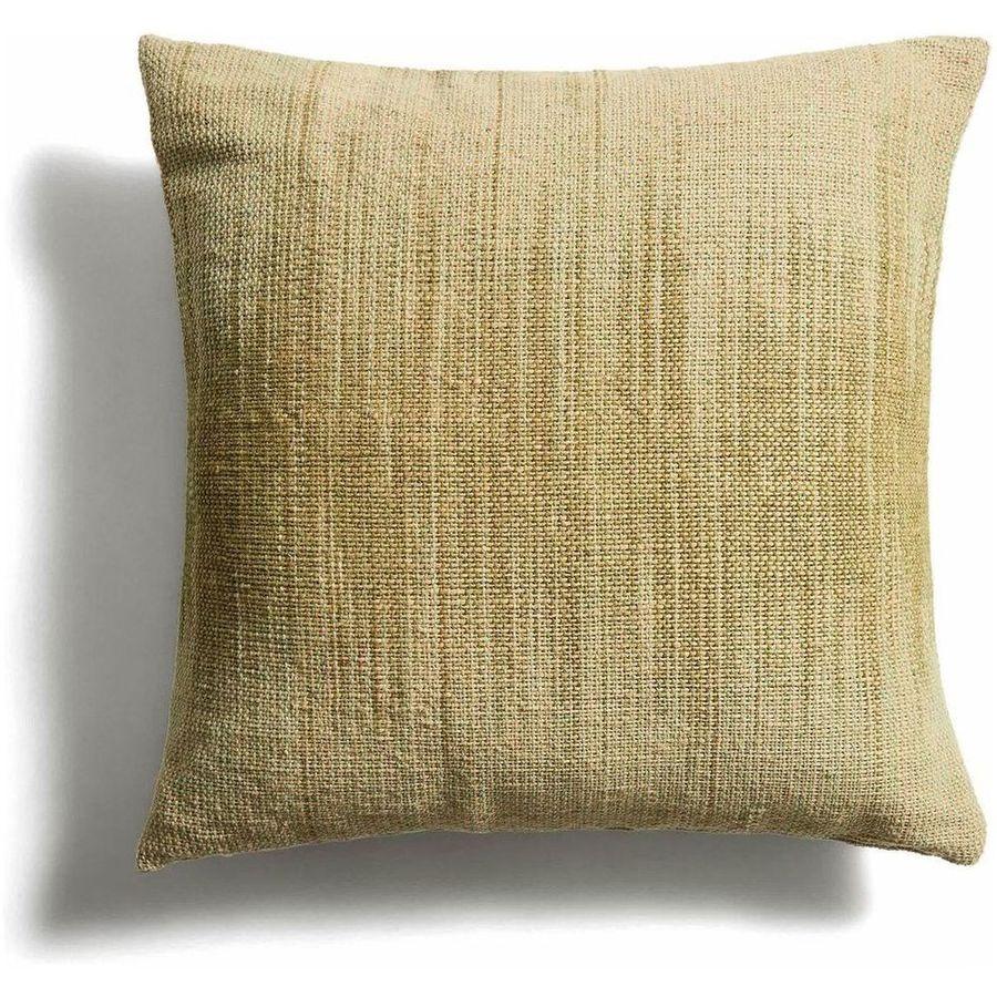 Bodenkissenbezug Liroda aus Jute mit grüner Ikat-Grafik 70x70 cm