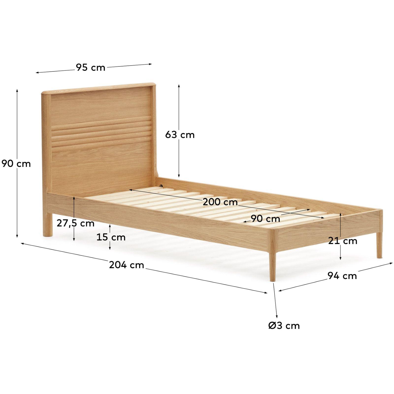 Holzbett Lenon Eichenholz natur - Grösse: 90x200