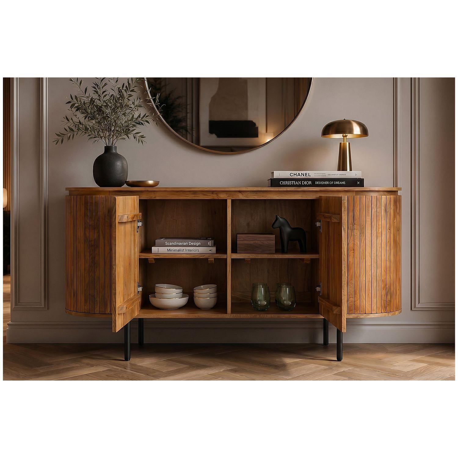 Sideboard abgerundet Cazeno Mangoholz natur 160