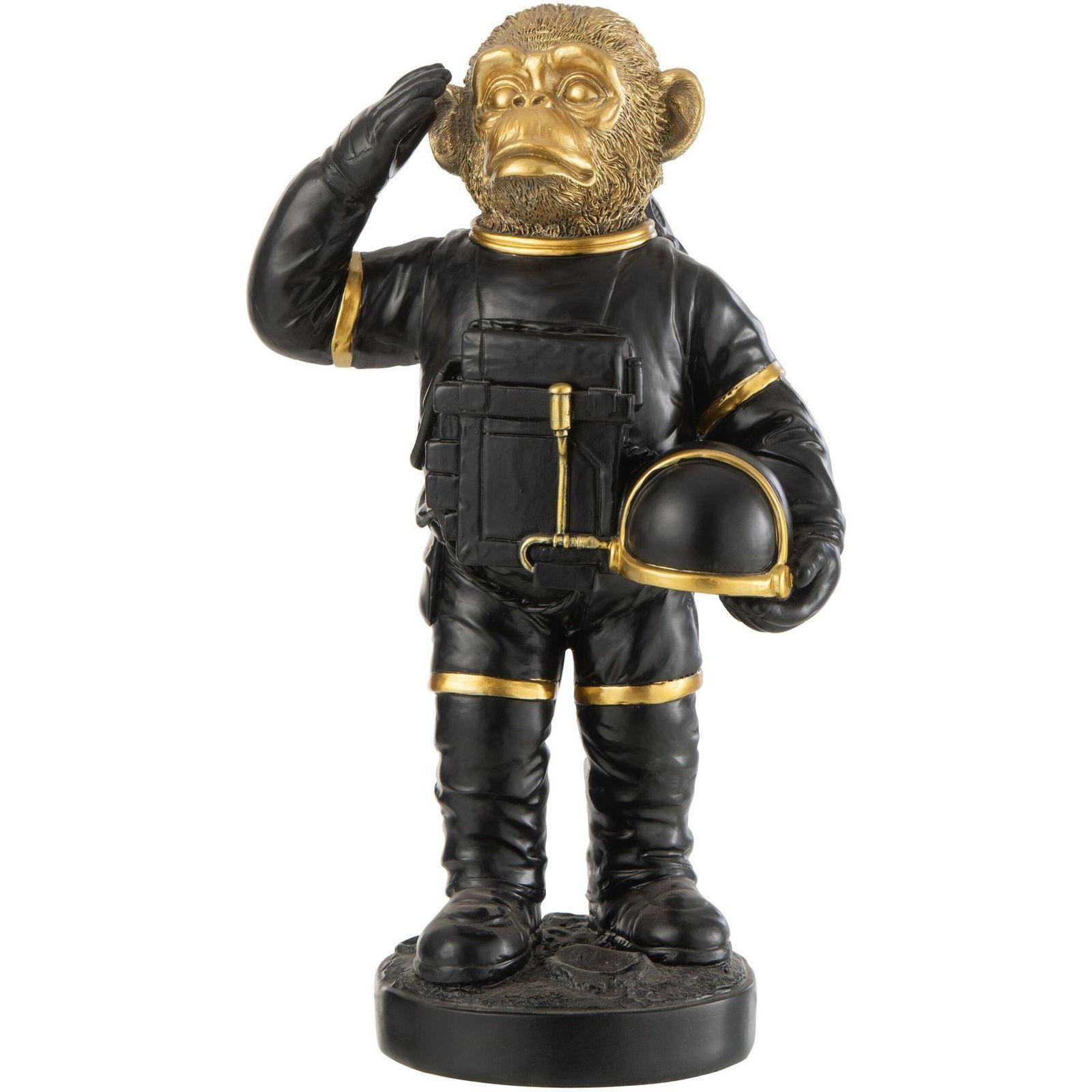Deko Astronaut Affe Poly Schwarz/Gold