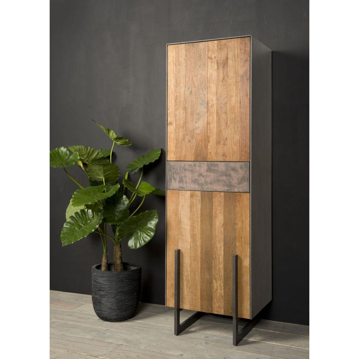 Massivholzschrank Rita 57x182 Teakholz rechts