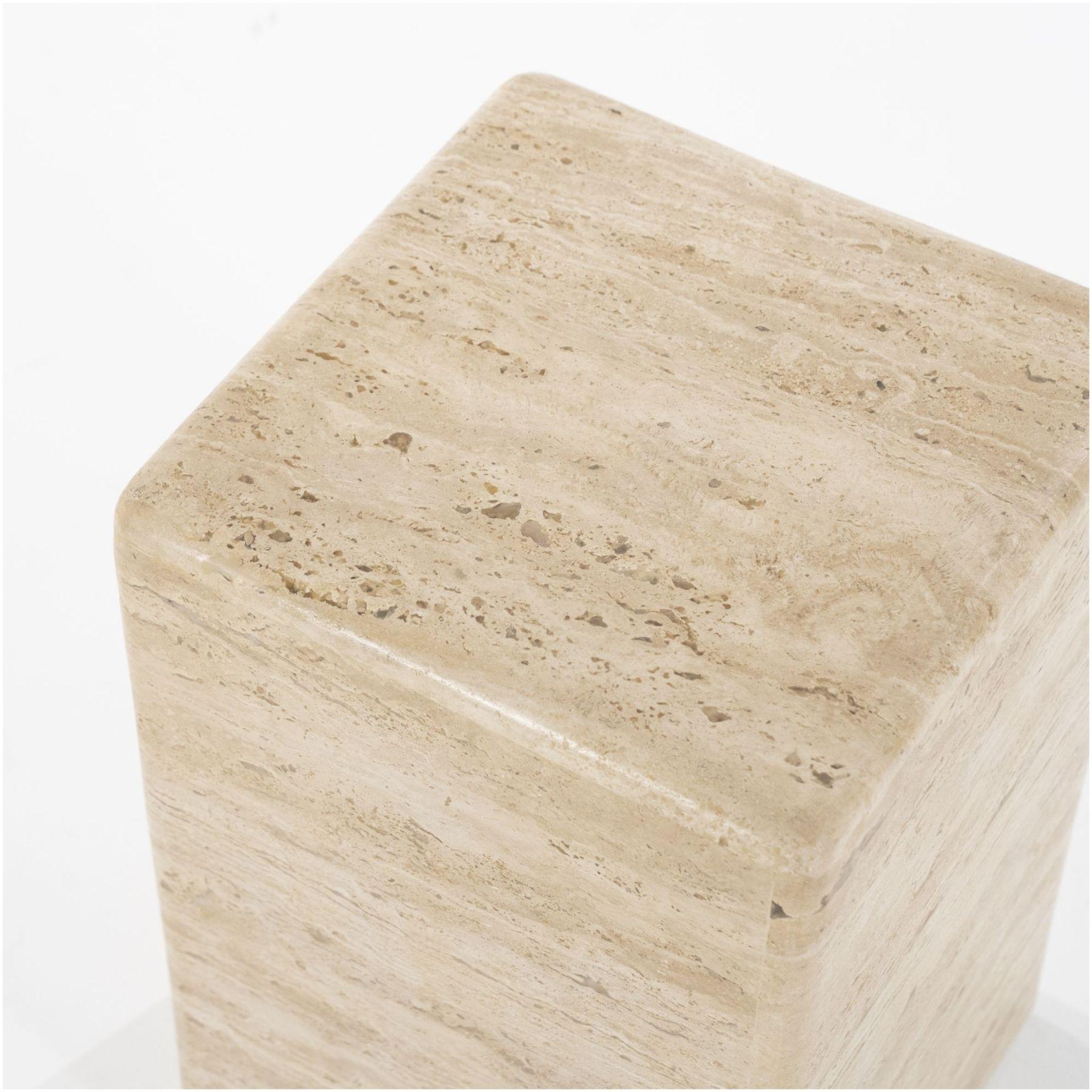 Beistelltisch Säule Cube Travertin Stein beige 30x30