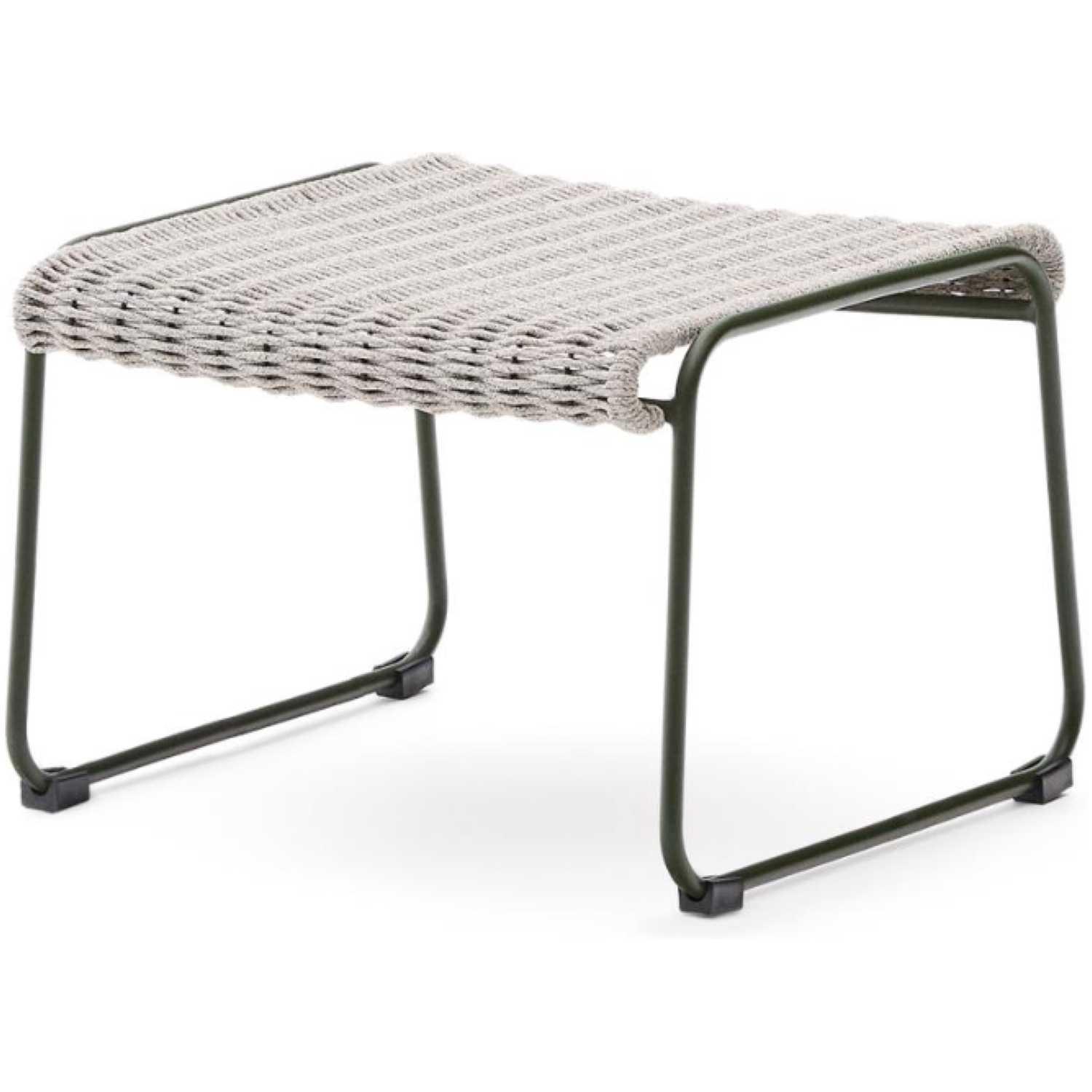 Fussablage Hocker Maurina verzinkter Stahl grün Seil ecru grau 58x52.5