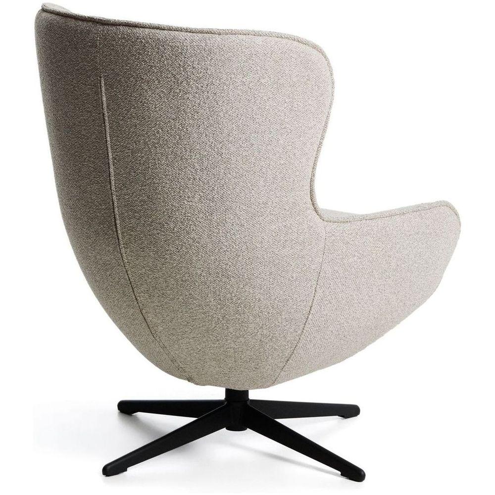Drehsessel Sorile mit beiger Chenille und schwarz lackiertem Stahl FSC 100%
