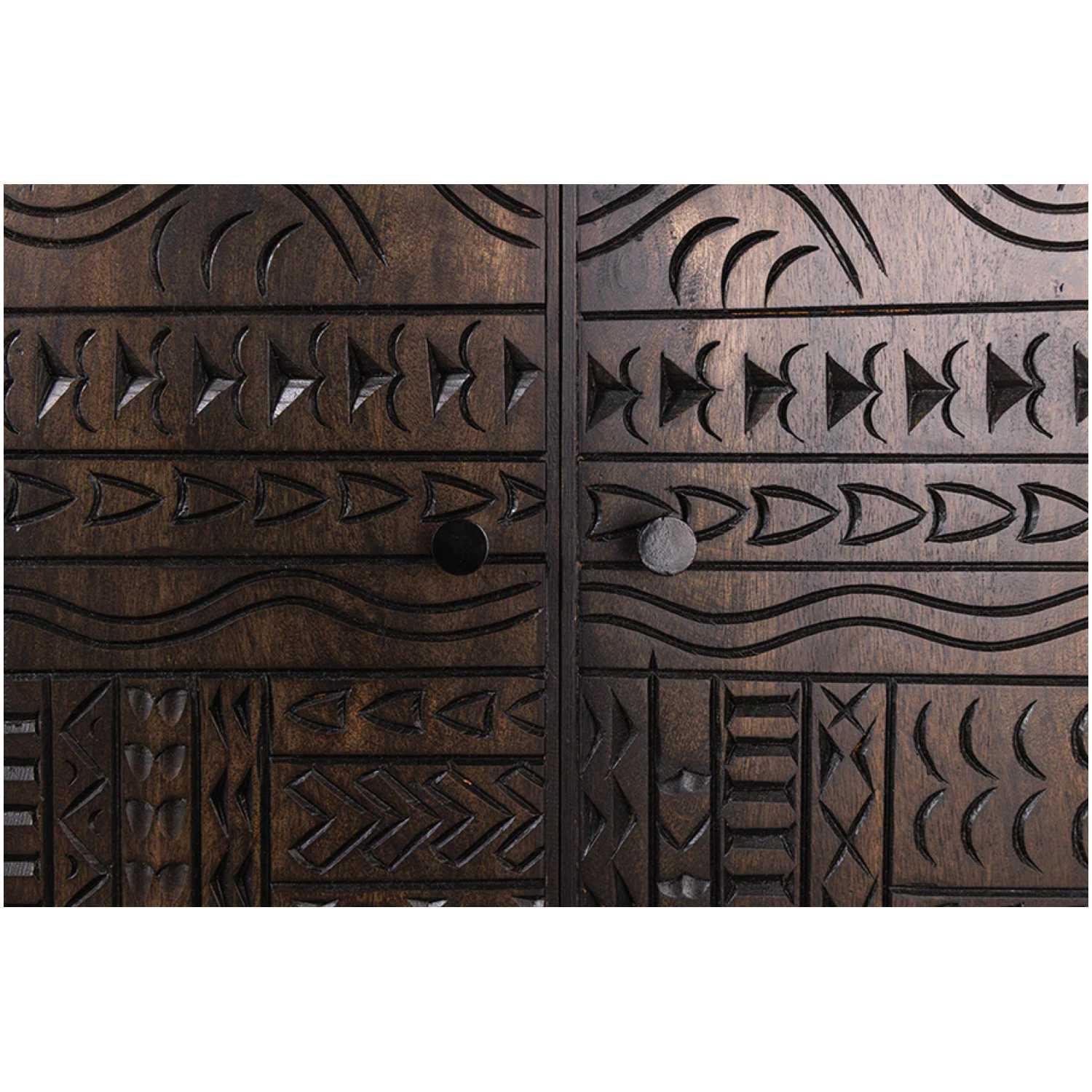 Hochkommode Vintage Ornament Mangoholz braun 100x120