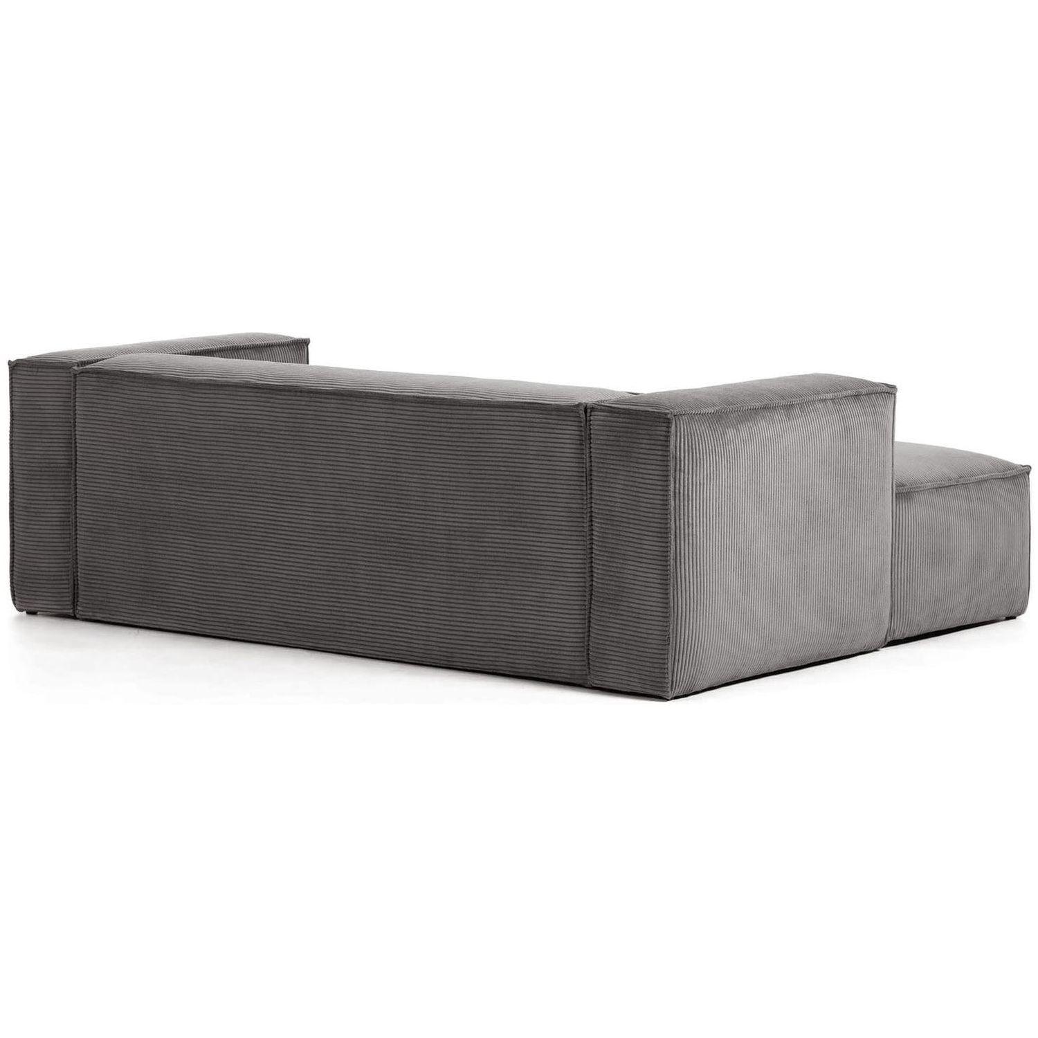 2-Sitzer-Ecksofa Blok mit dickem grauen Cord und Chaiselongue links 240x174 FSC Mix Credit