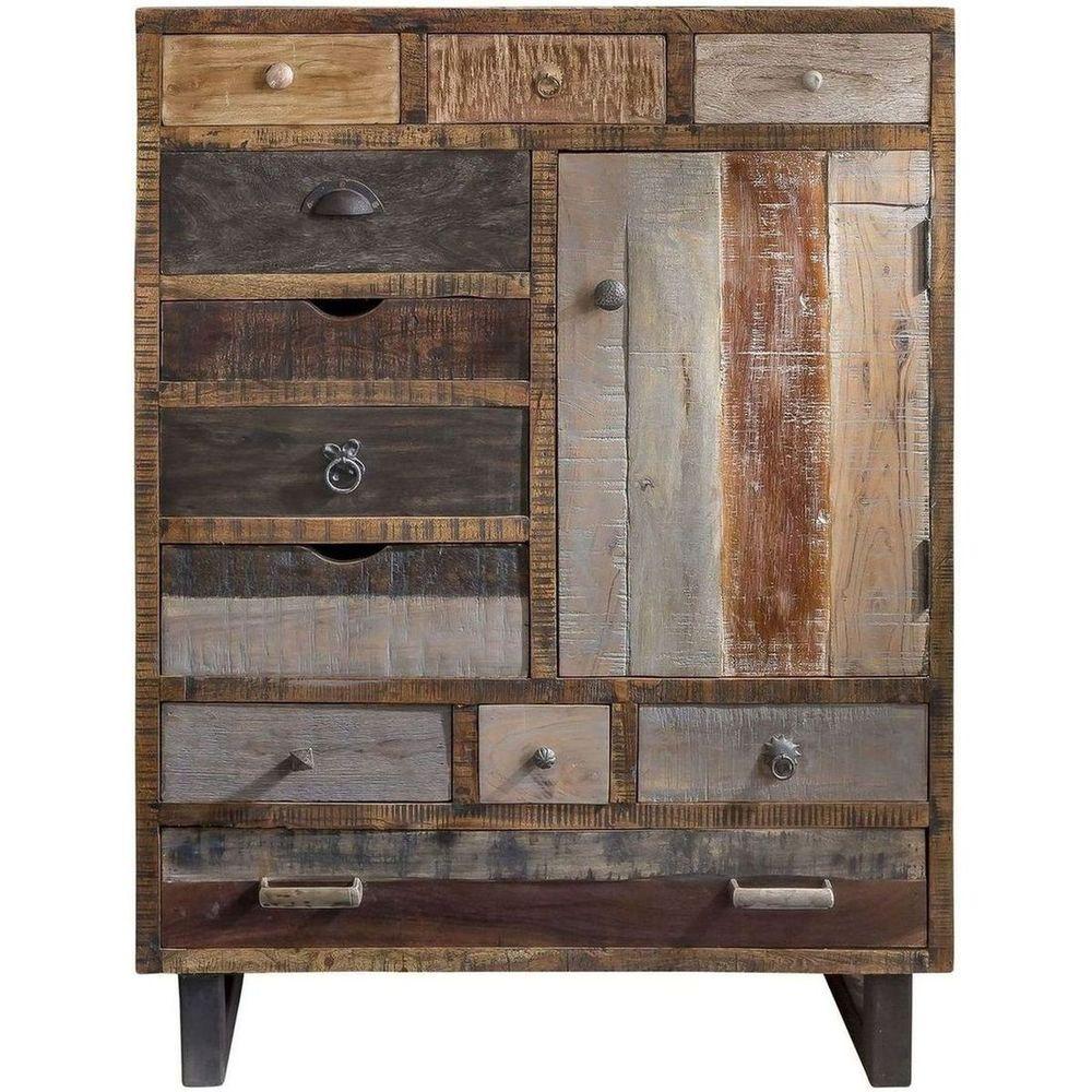 Hochkommode Pryus recycelte Althölzer Vintage 90x120