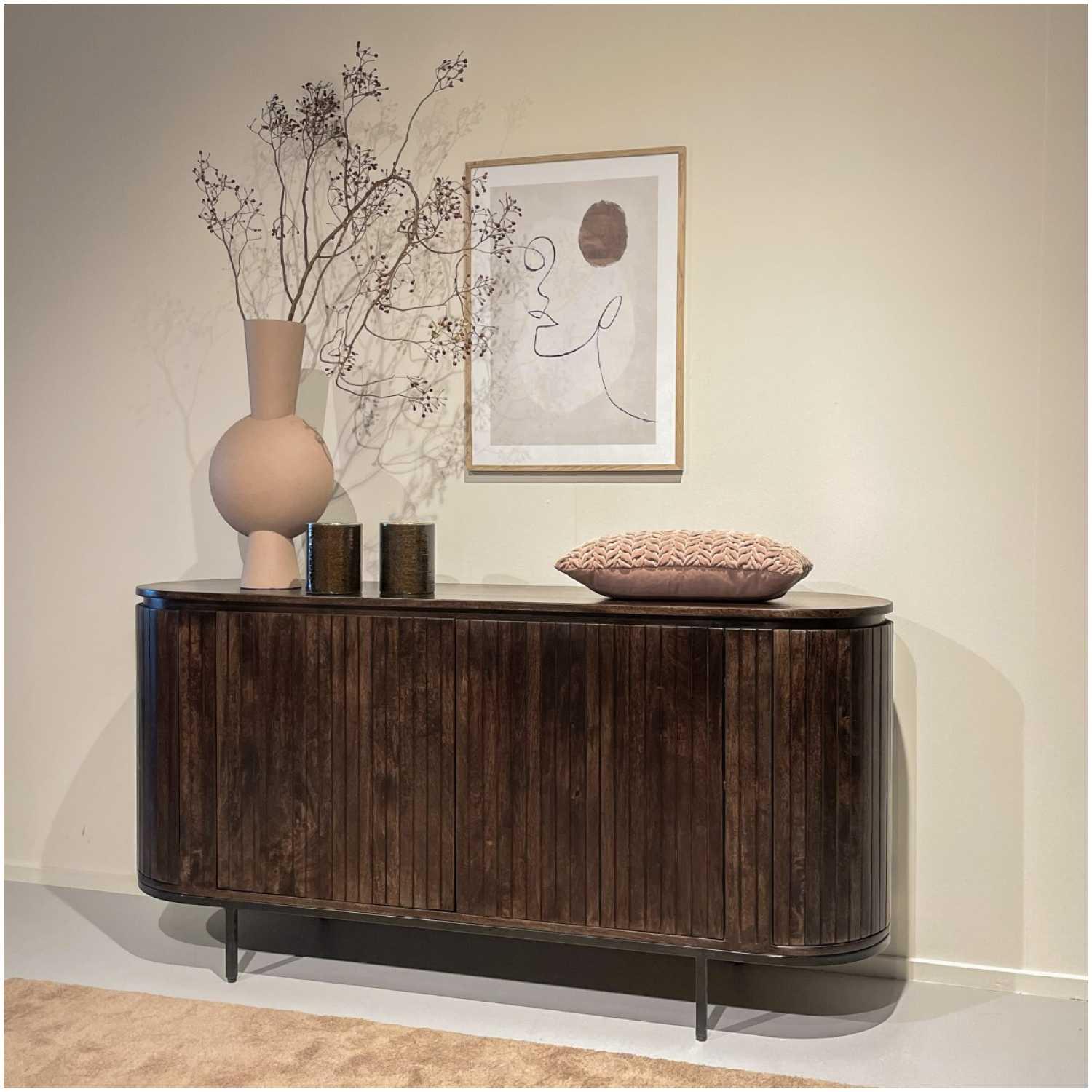 Sideboard abgerundet Aloy Mangoholz braun walnuss 170