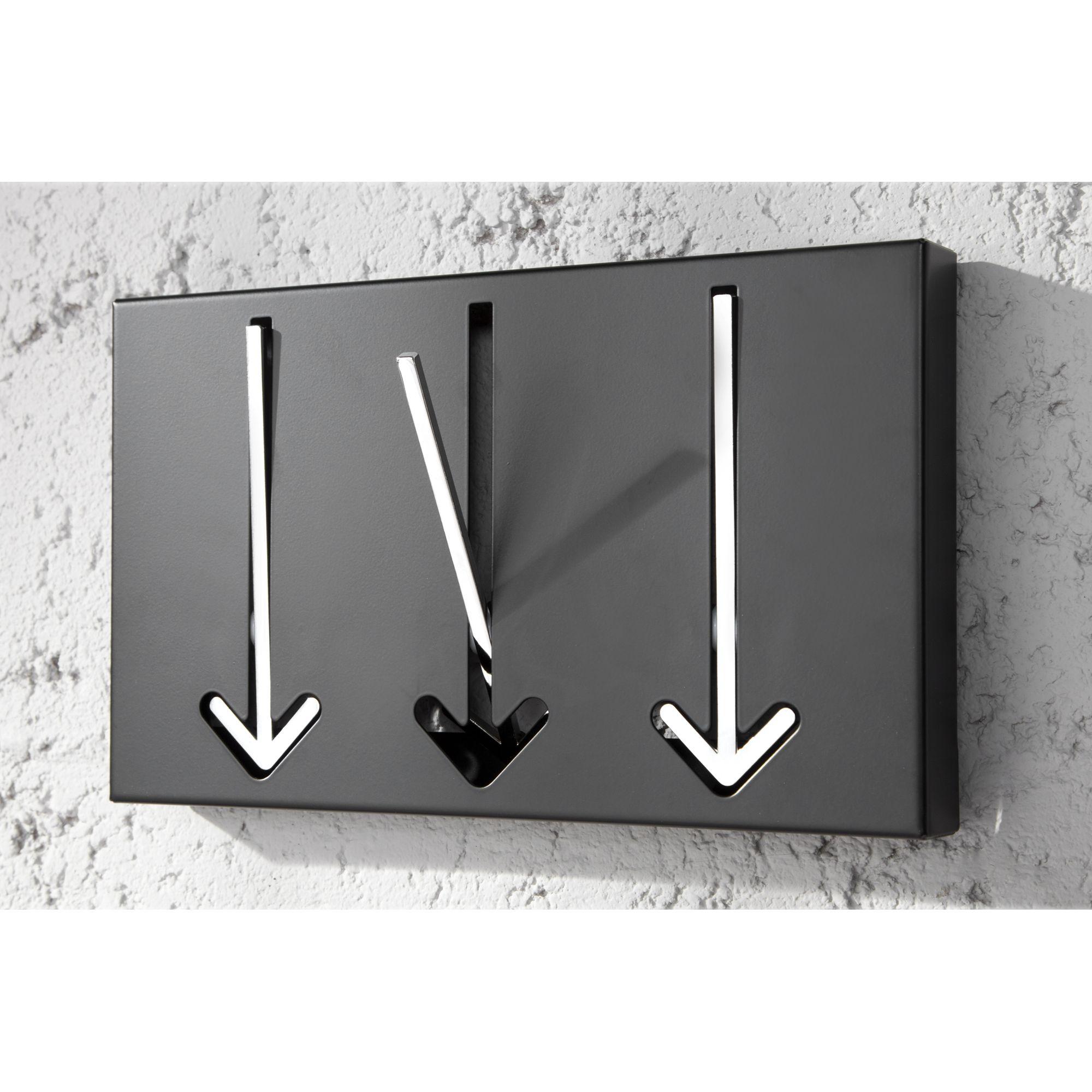 Wandgarderobe Pfeil 3er schwarz