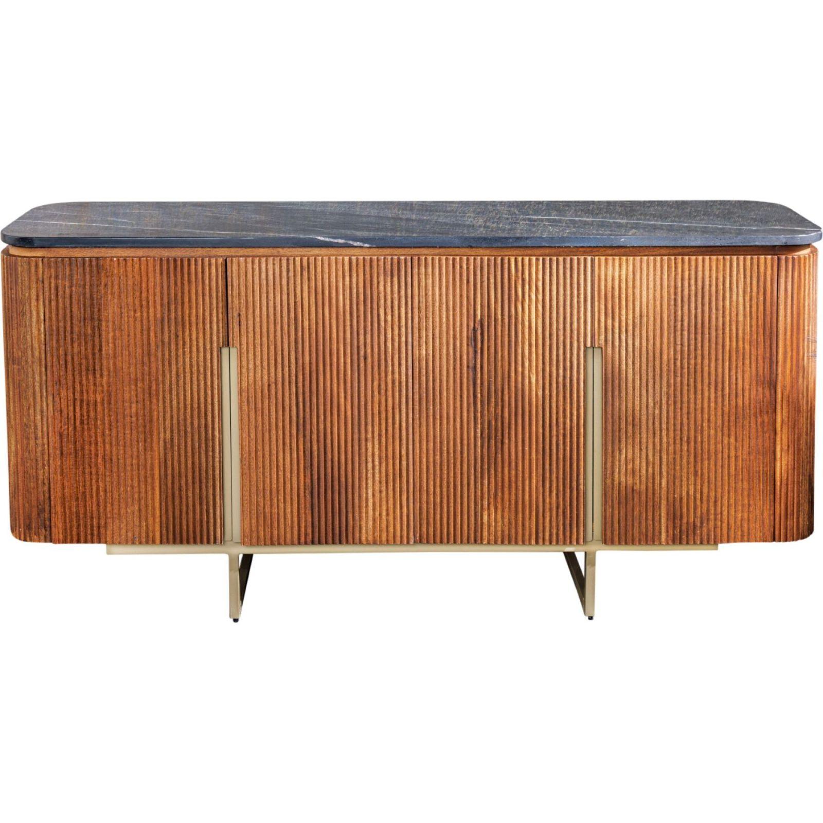 Sideboard abgerundet Cazeno Gold Marmor Mangoholz braun 160