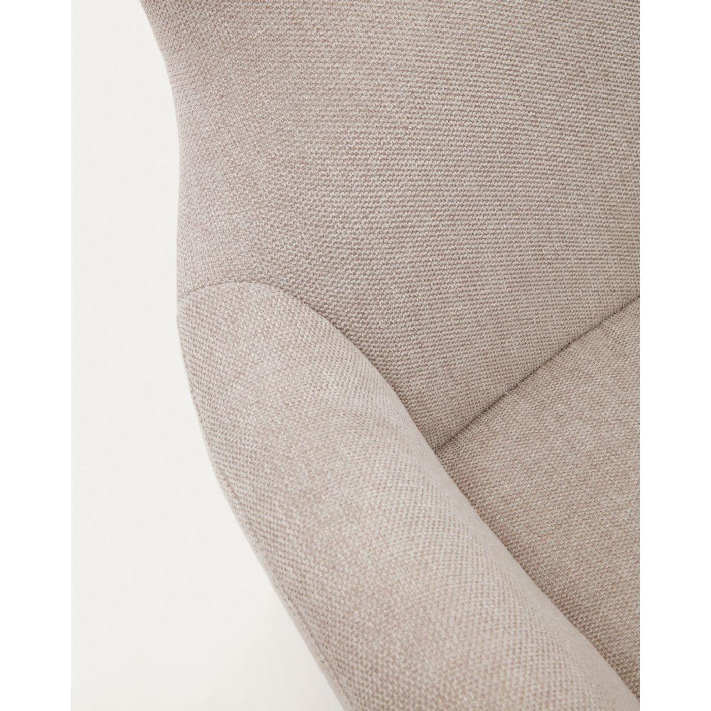 Ohrensessel Belina Chenille-Stoff beige Stahl weiss
