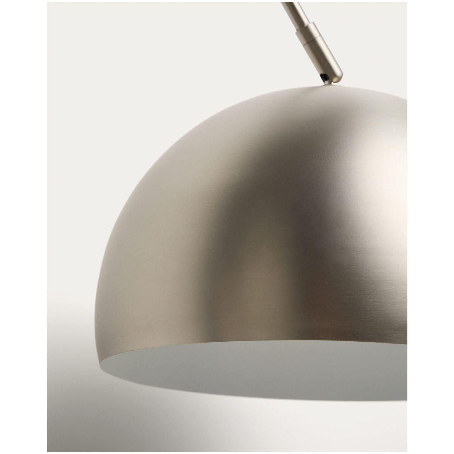 Bogenlampe Stehlampe Madali aus Stahl mit silbernem gebürstetem Finish und weissem Marmor