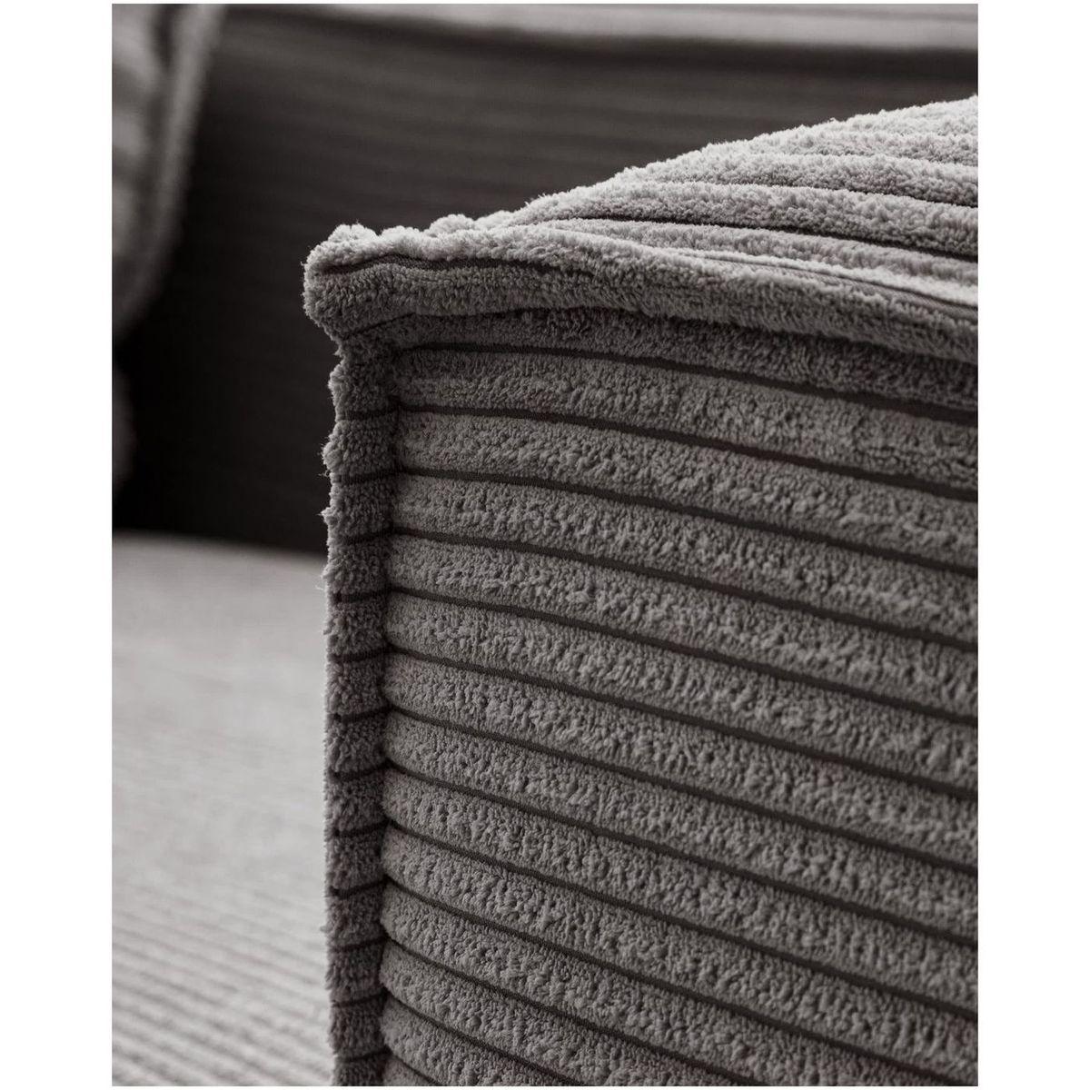 2-Sitzer-Ecksofa Blok mit dickem grauen Cord und Chaiselongue links 240x174 FSC Mix Credit